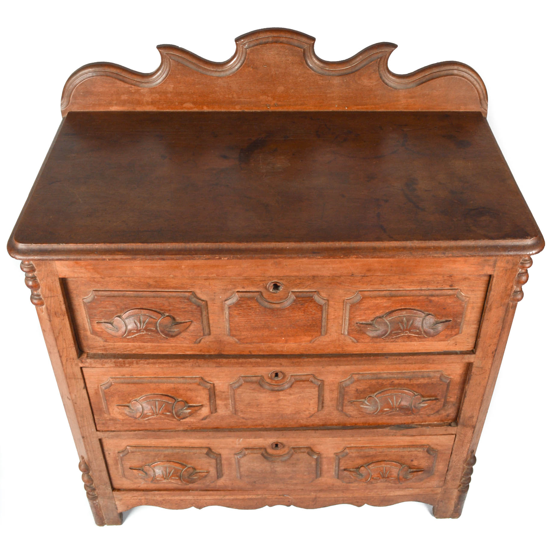 Antique Victorian Walnut Washstand with Three Drawers