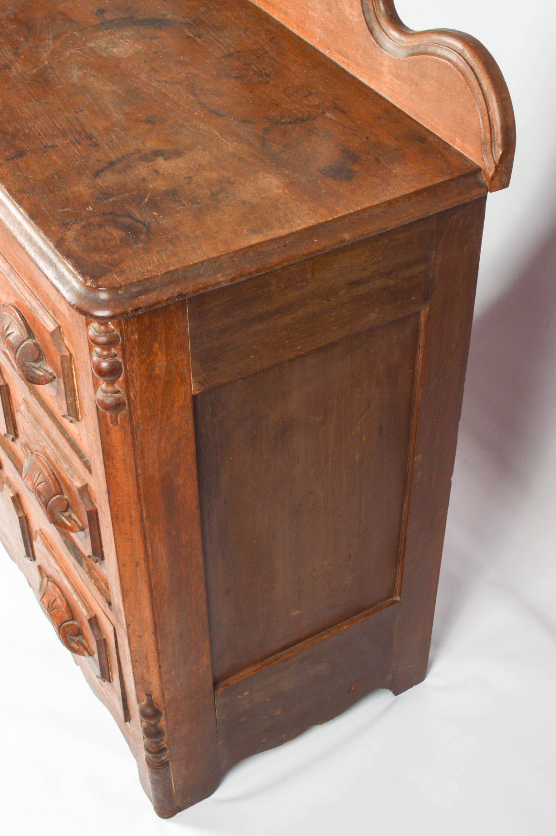 Antique Victorian Walnut Washstand with Three Drawers
