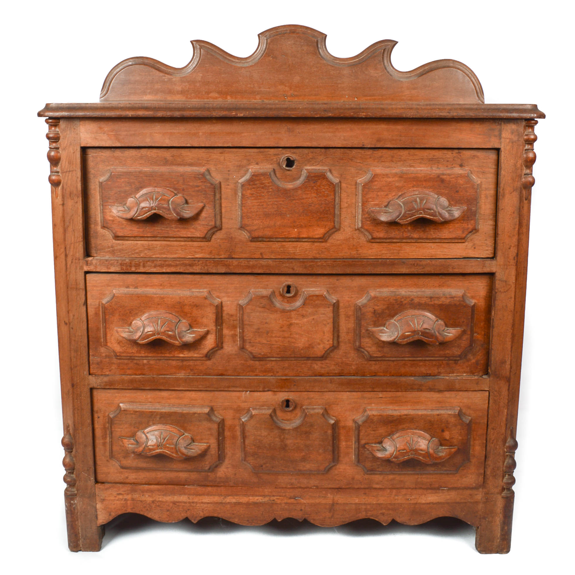 Antique Victorian Walnut Washstand with Three Drawers