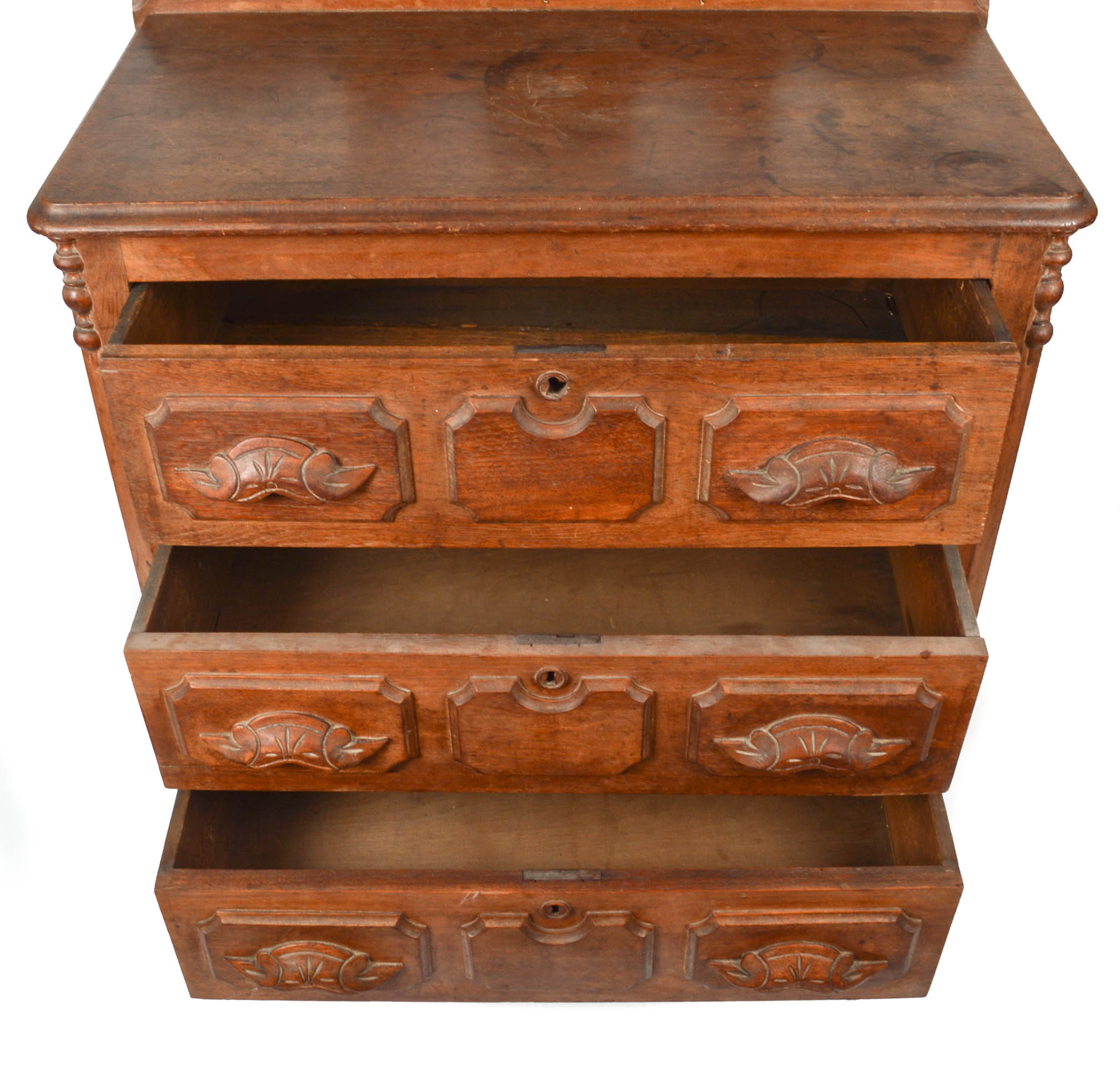 Antique Victorian Walnut Washstand with Three Drawers