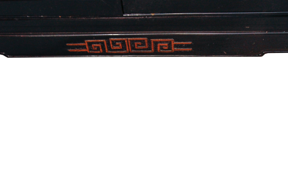 Vintage Chinoiserie Lacquered Cabinet with Hard Stone Applique