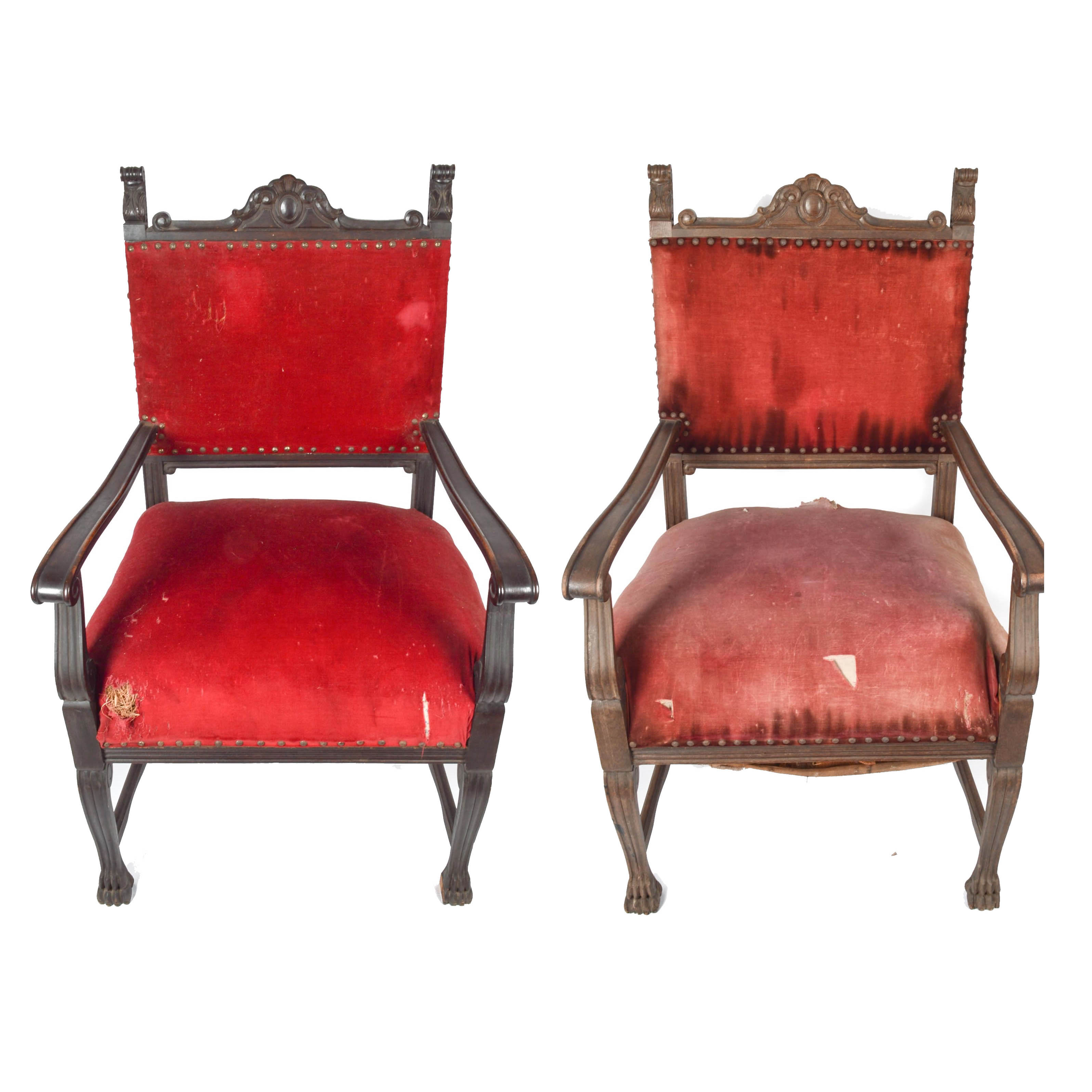 Antique Baroque Style Open Armchairs, Circa Early 20th Century