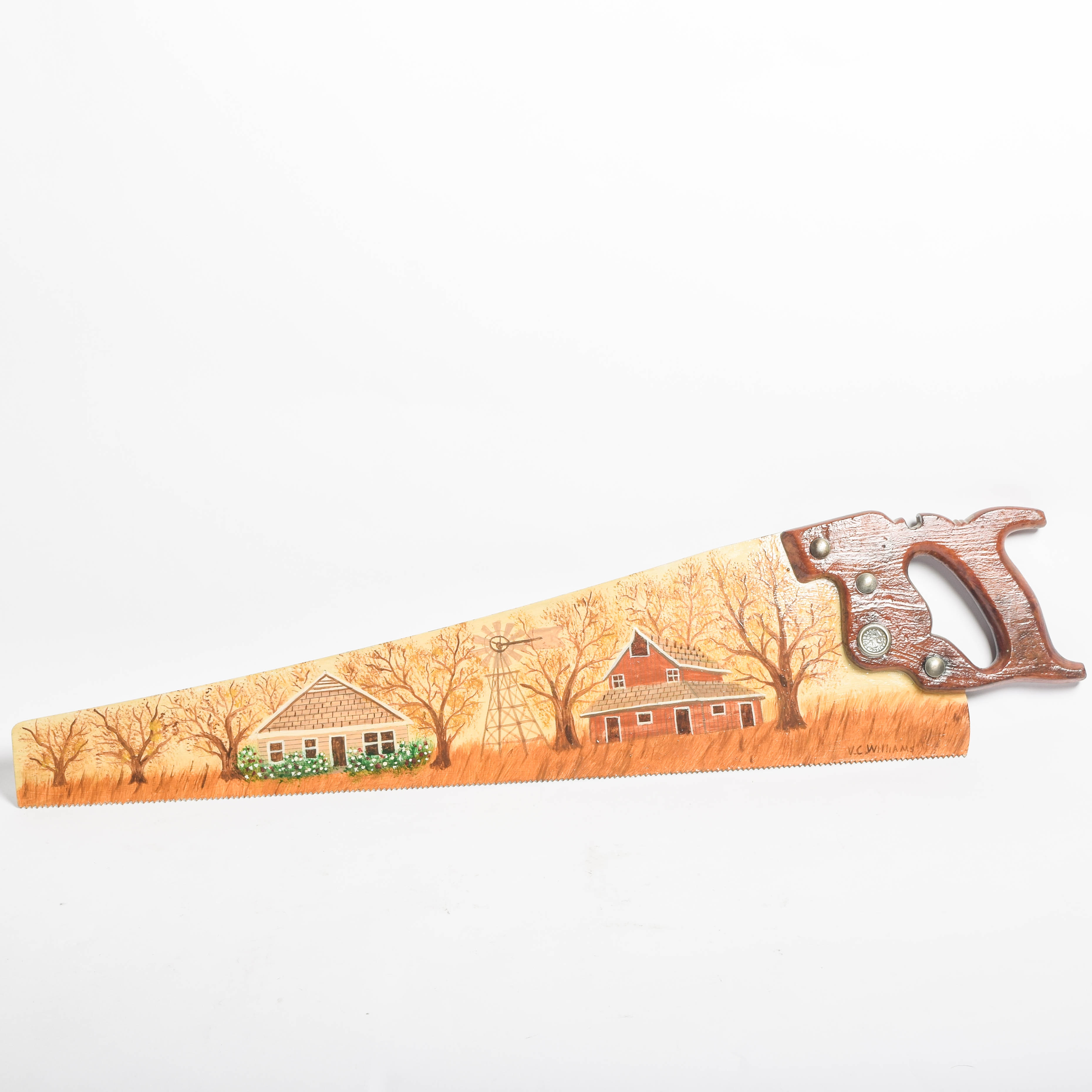 V.C. Williams Folk Art Painting on a Saw