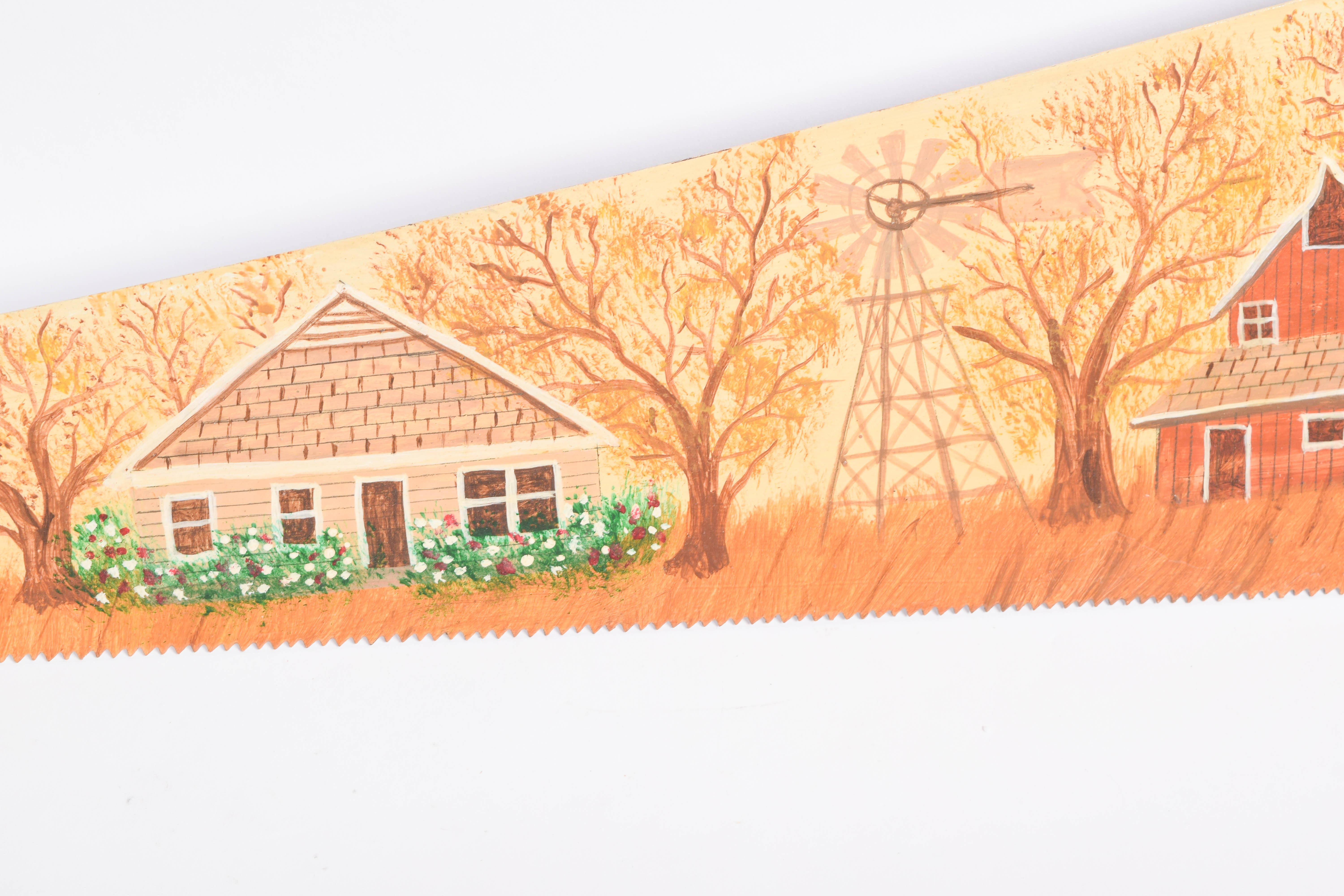 V.C. Williams Folk Art Painting on a Saw