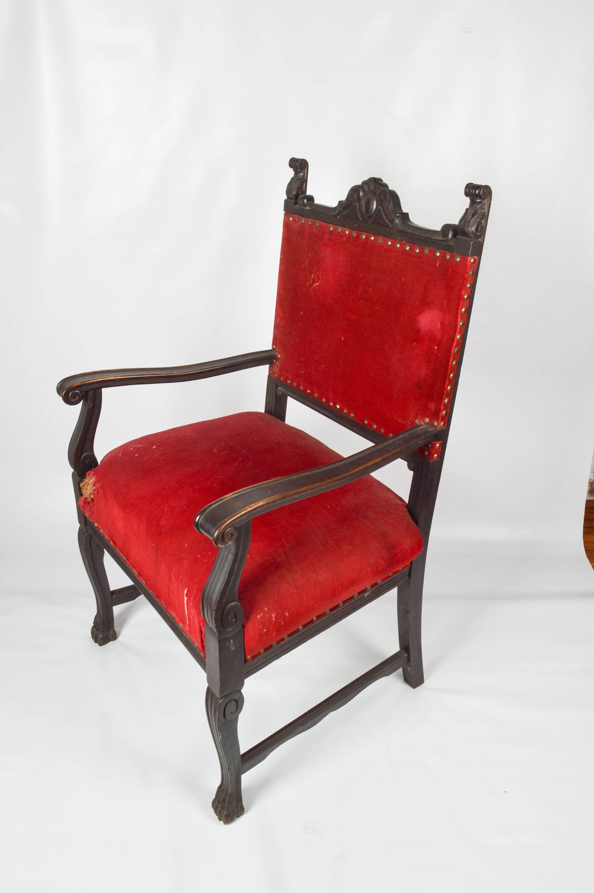 Antique Baroque Style Open Armchairs, Circa Early 20th Century