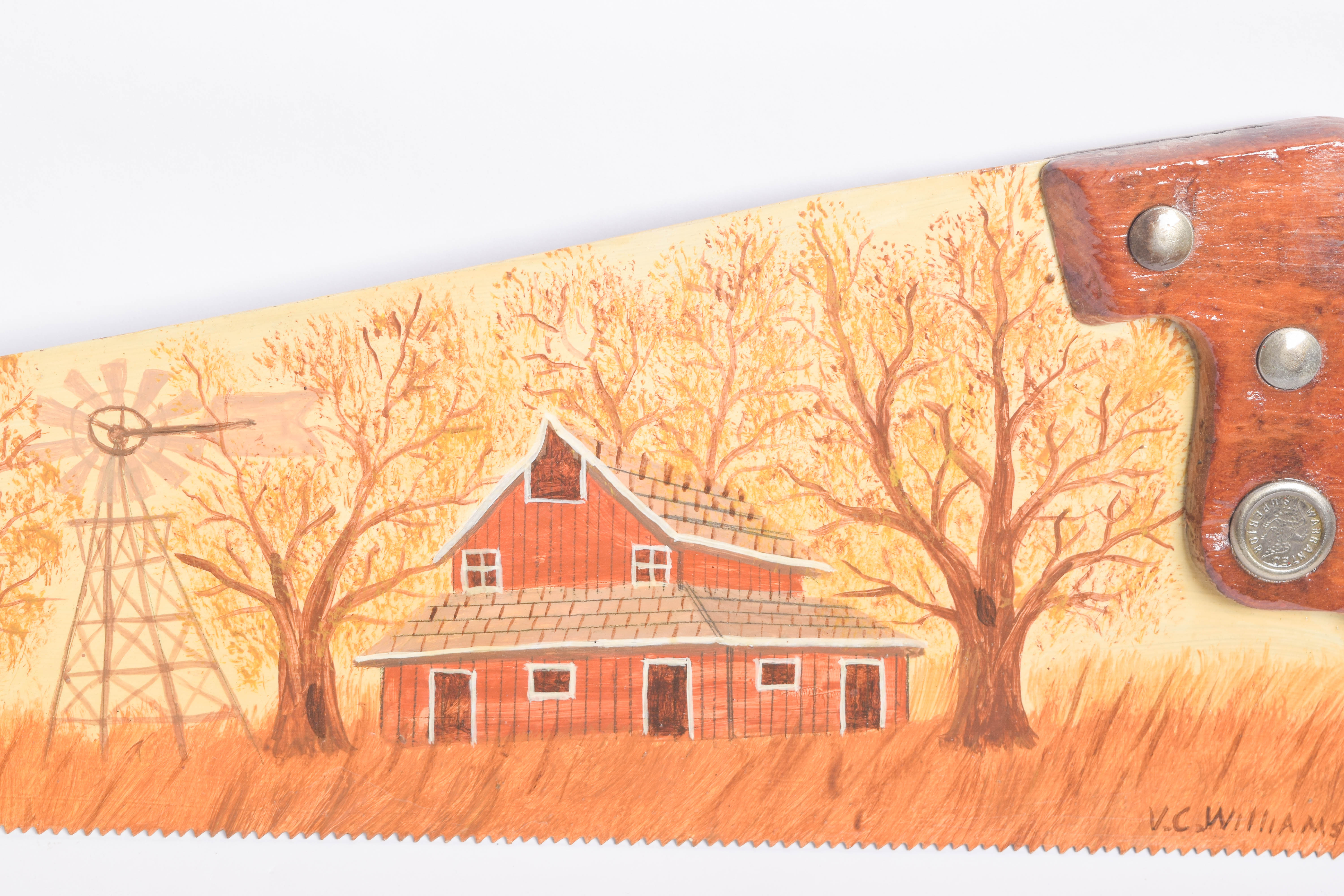 V.C. Williams Folk Art Painting on a Saw