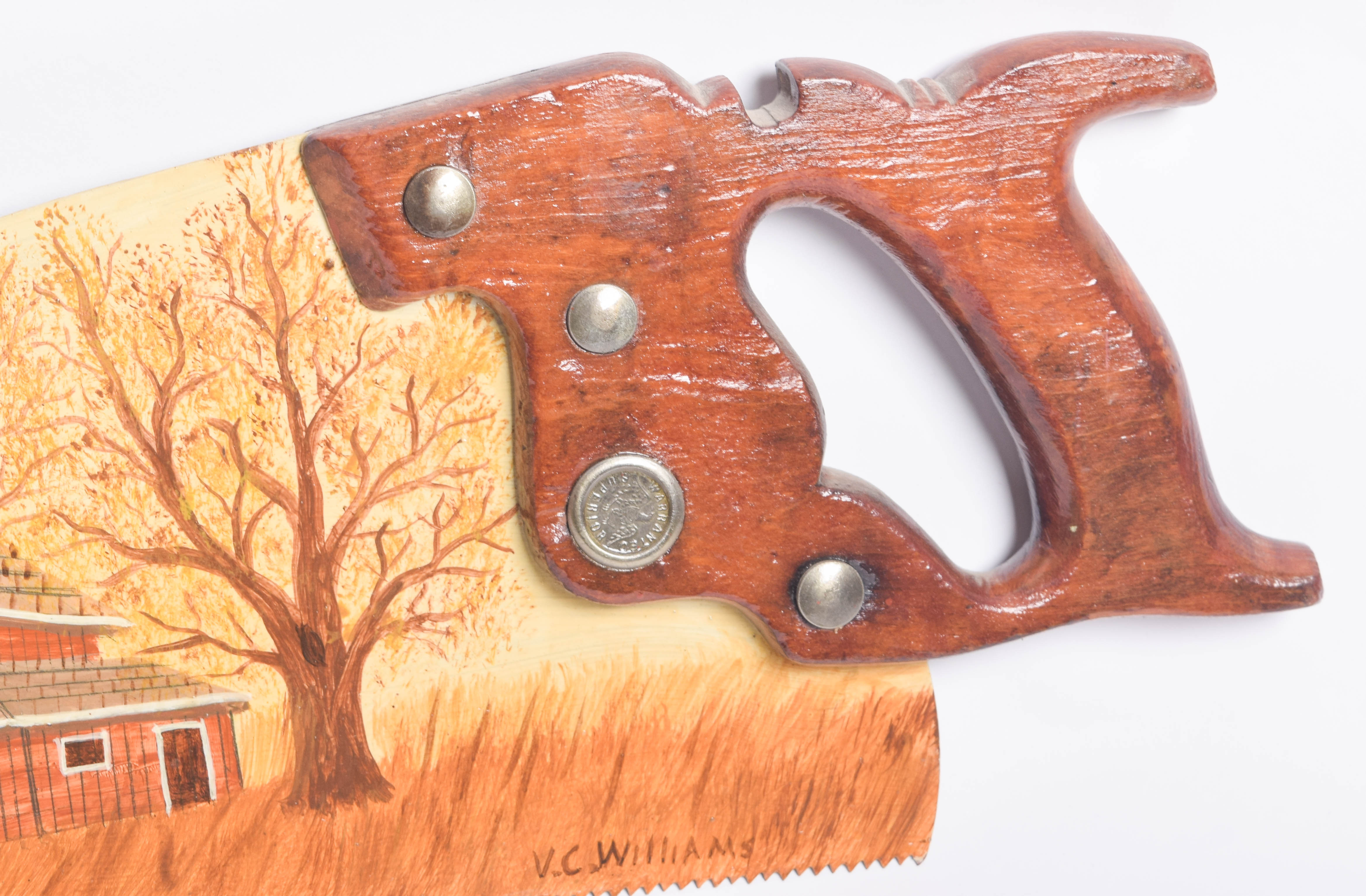 V.C. Williams Folk Art Painting on a Saw