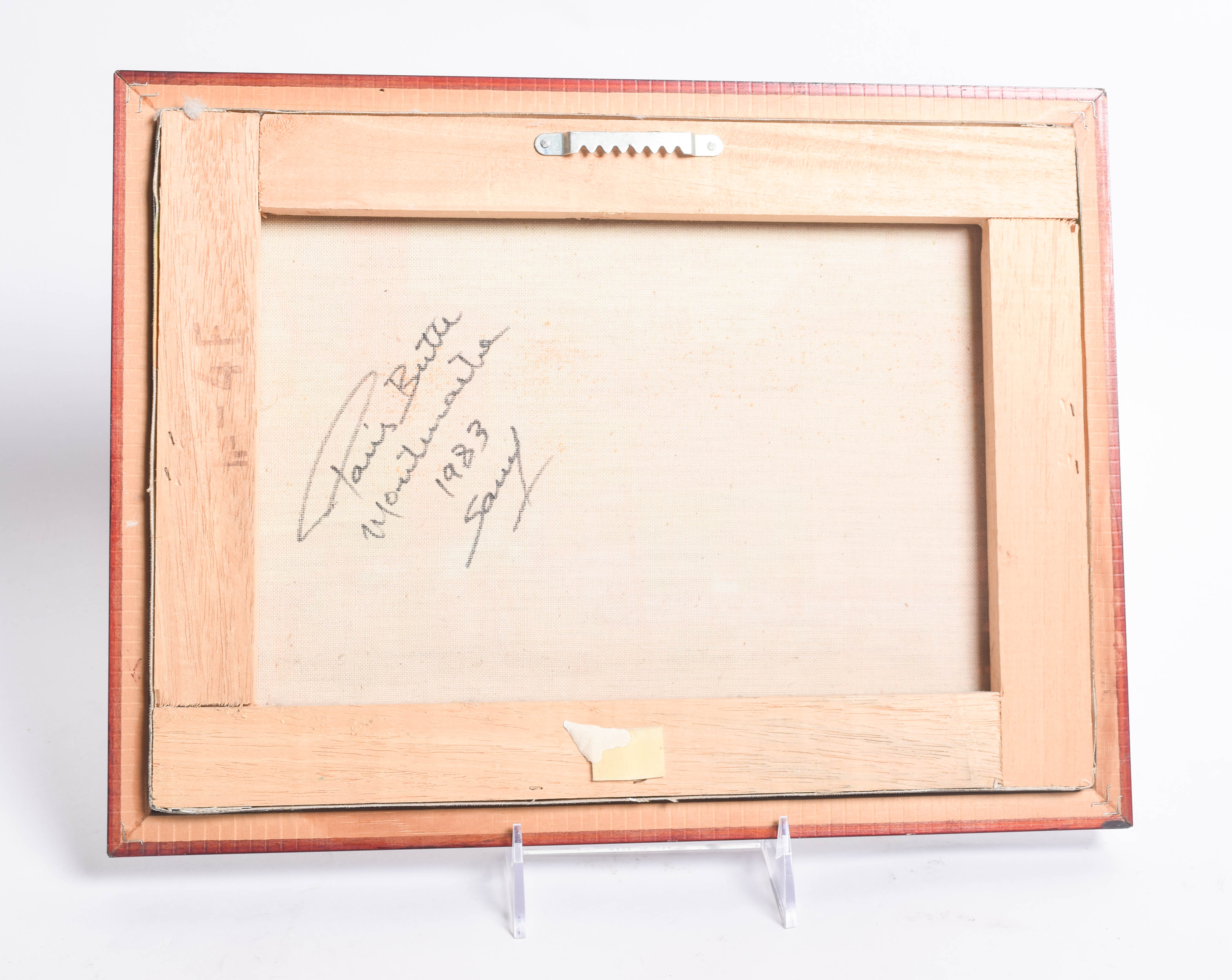 Vintage Acrylic Painting on Canvas of a French Street Scene