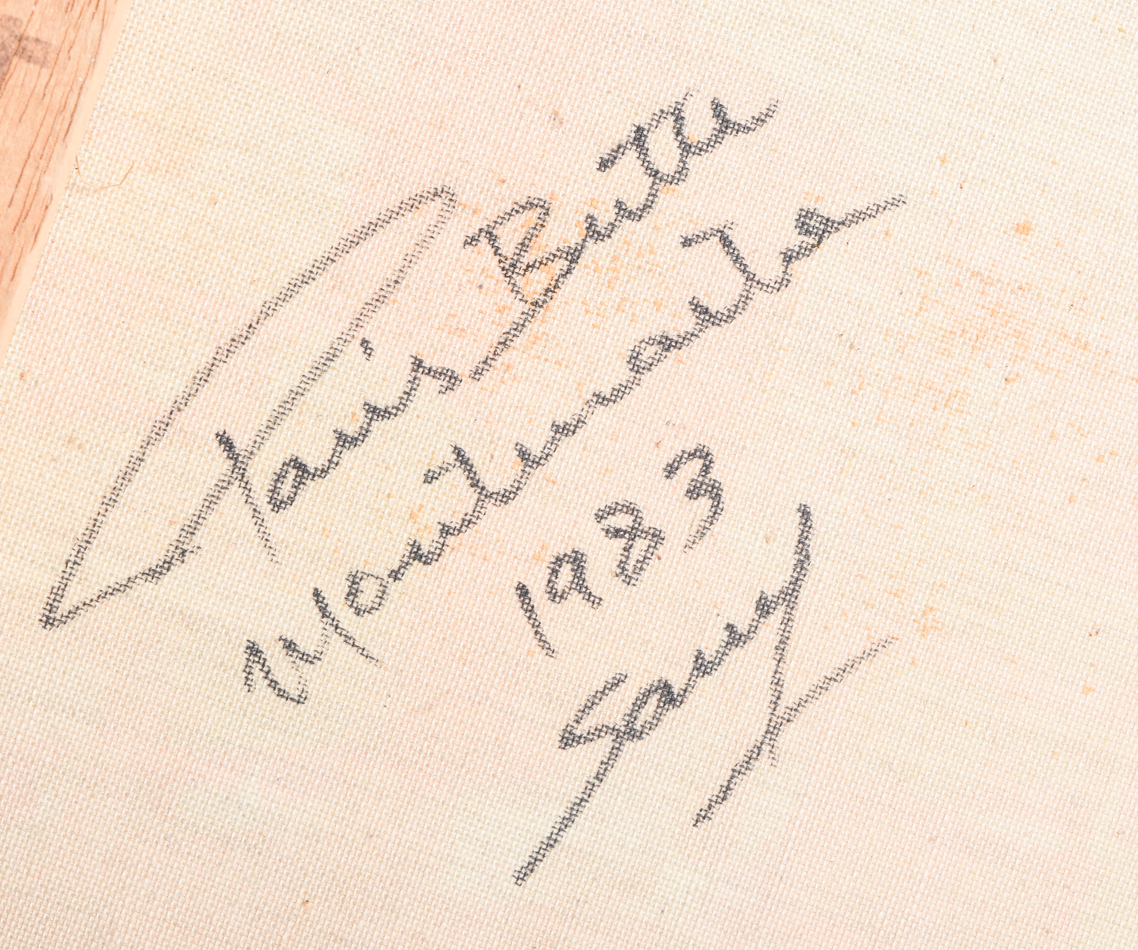 Vintage Acrylic Painting on Canvas of a French Street Scene