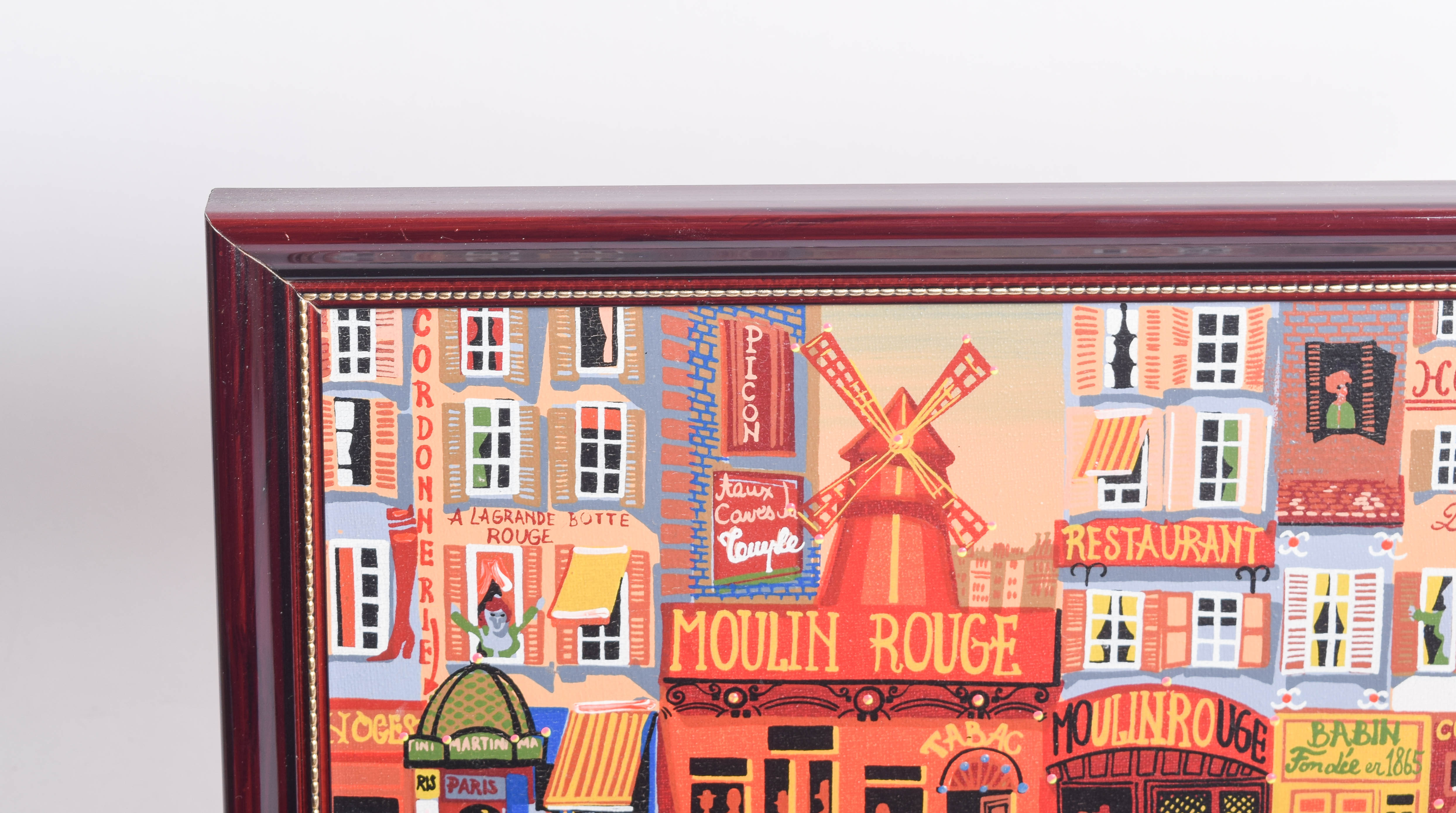 Vintage Acrylic Painting on Canvas "Paris Butte Montmartre"