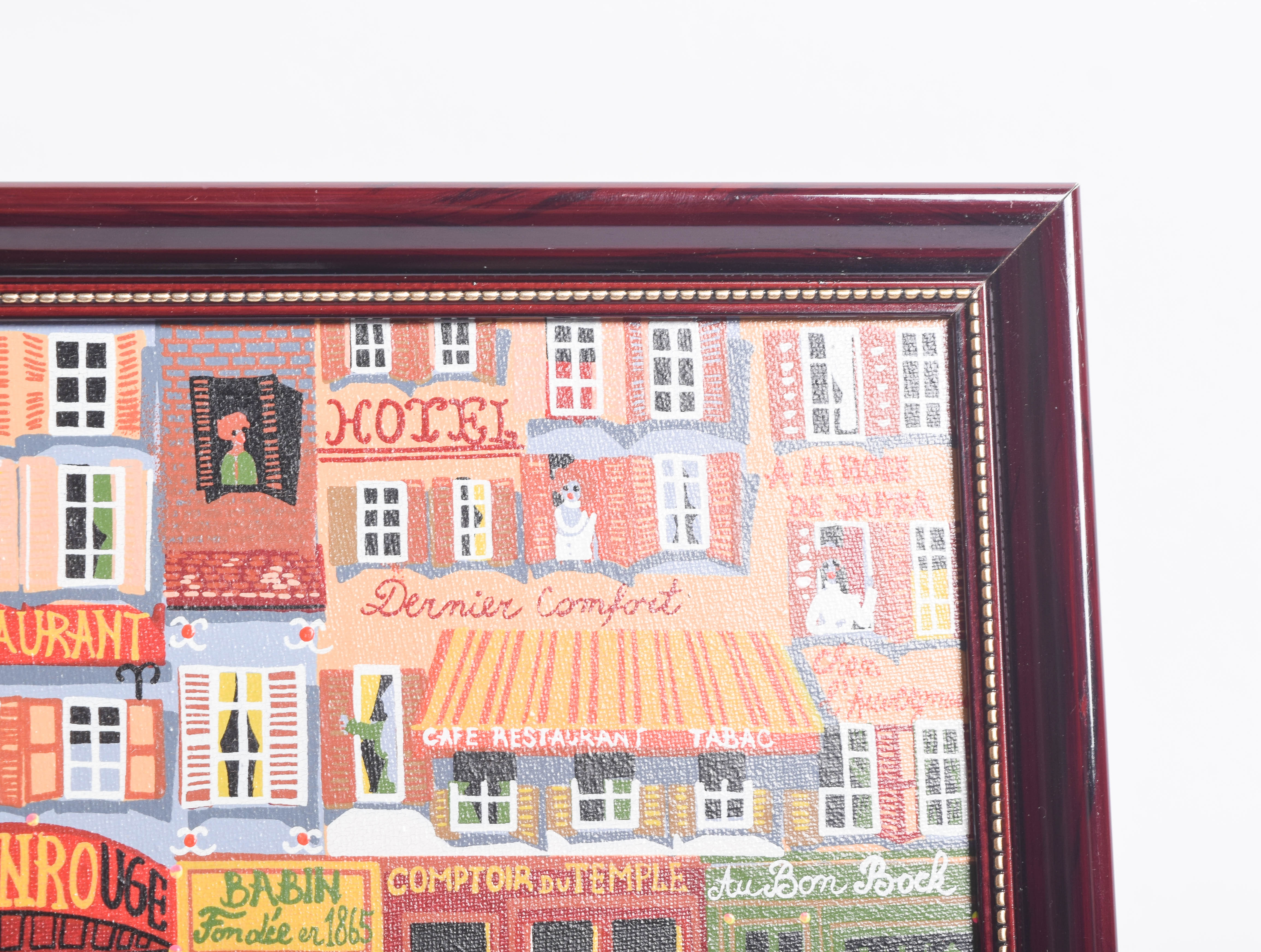 Vintage Acrylic Painting on Canvas "Paris Butte Montmartre"