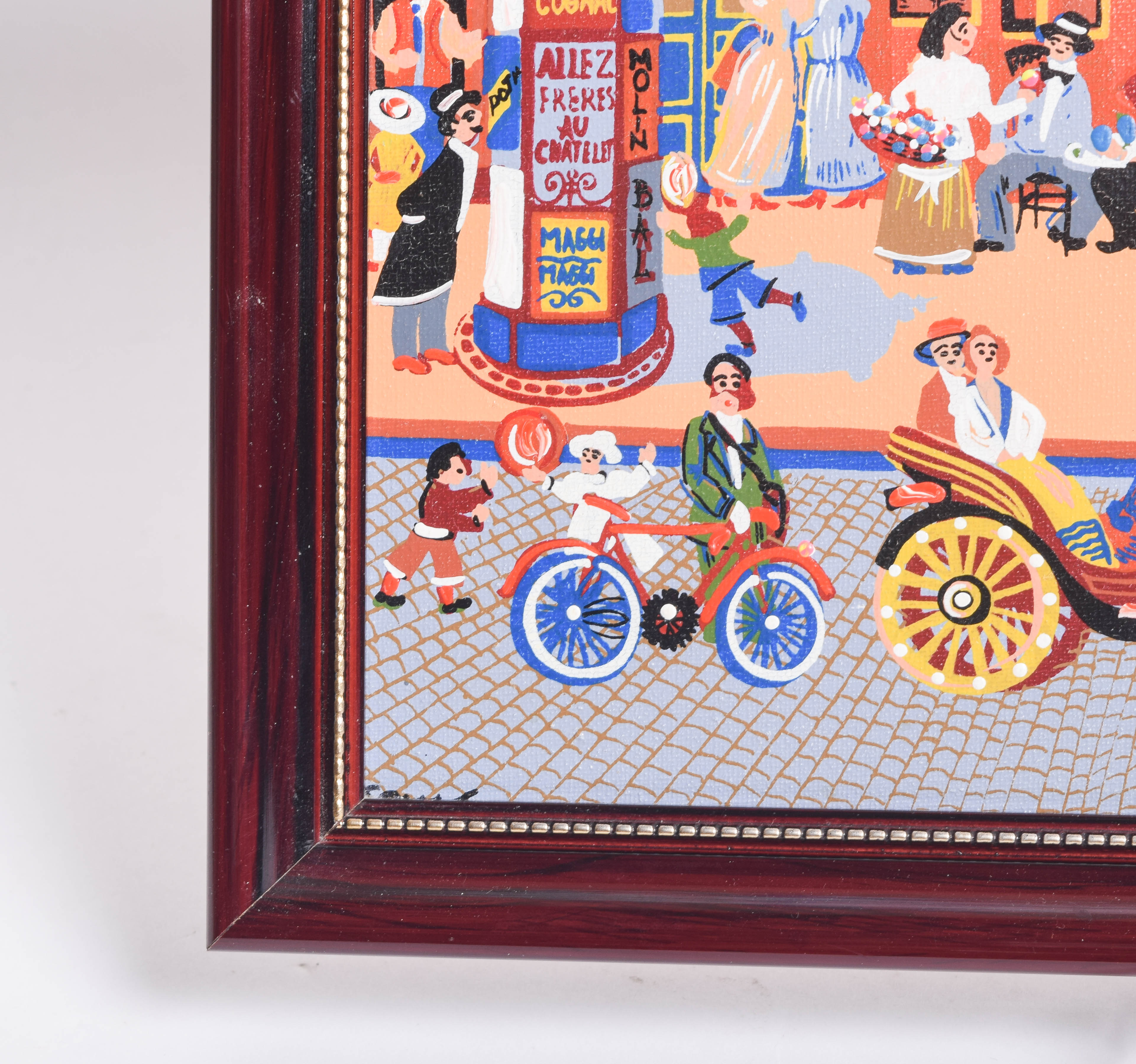 Vintage Acrylic Painting on Canvas "Paris Butte Montmartre"