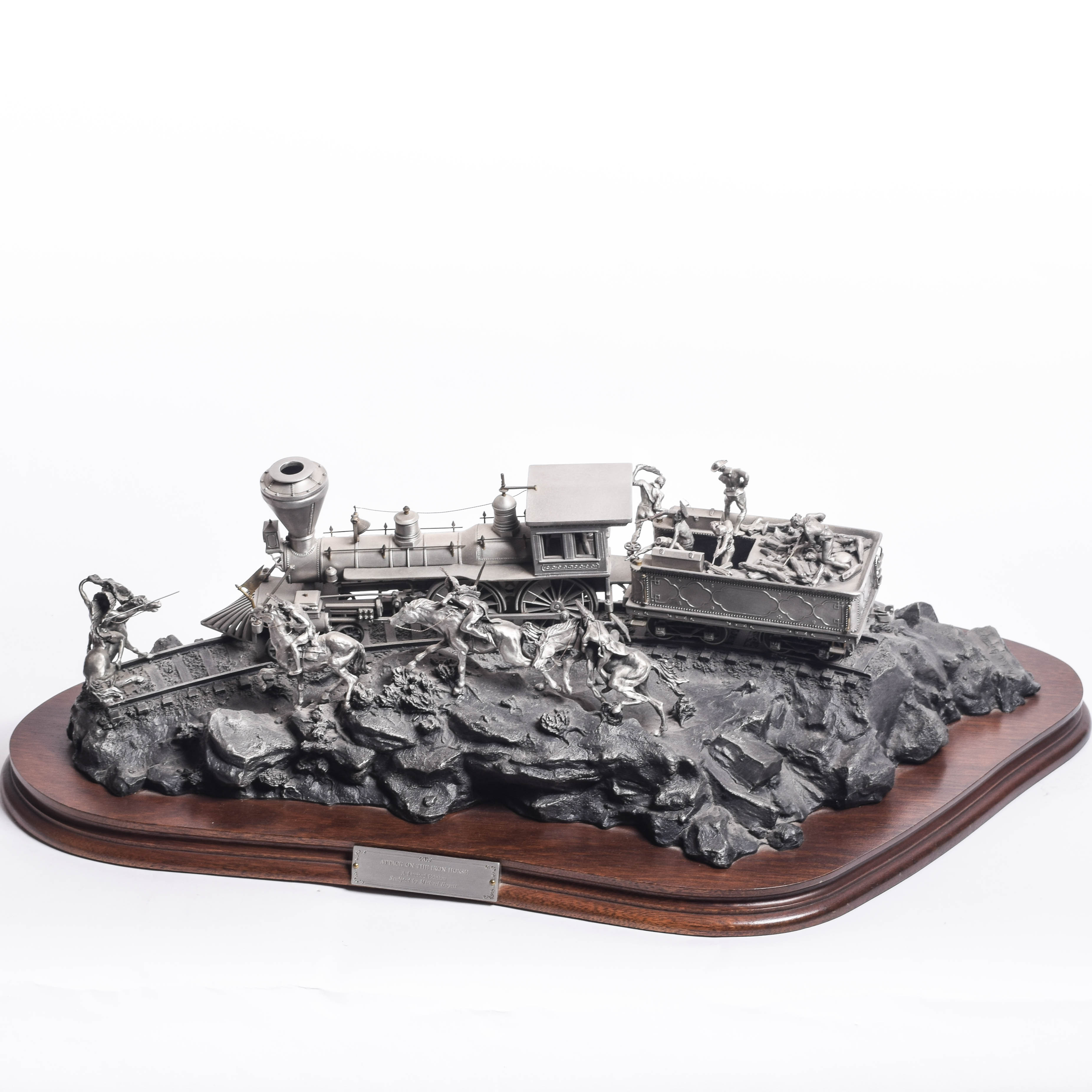 Michael Boyett Reproduction Pewter Sculpture "Attack on the Iron Horse"