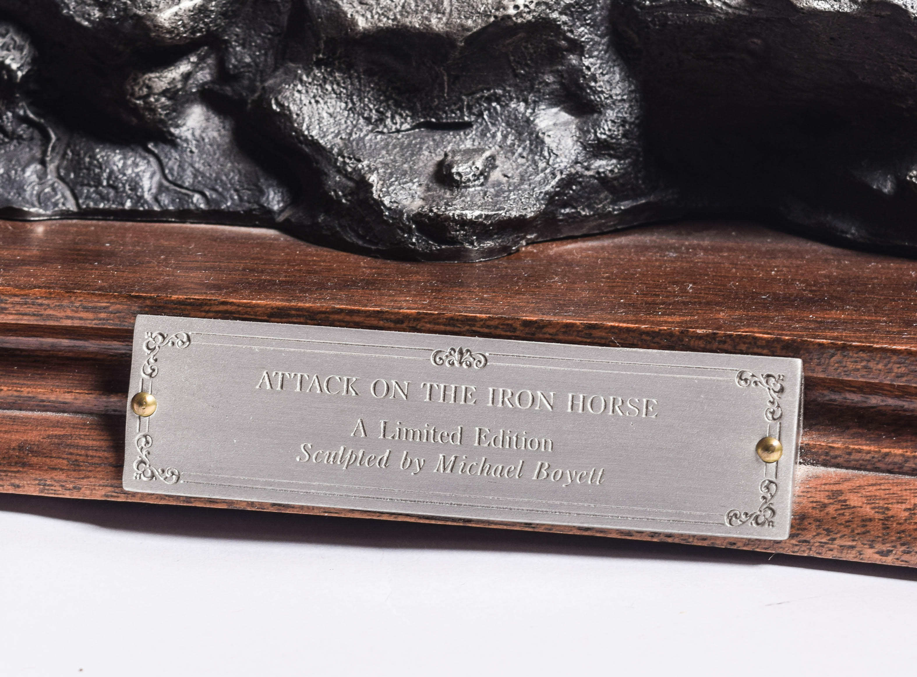 Michael Boyett Reproduction Pewter Sculpture "Attack on the Iron Horse"