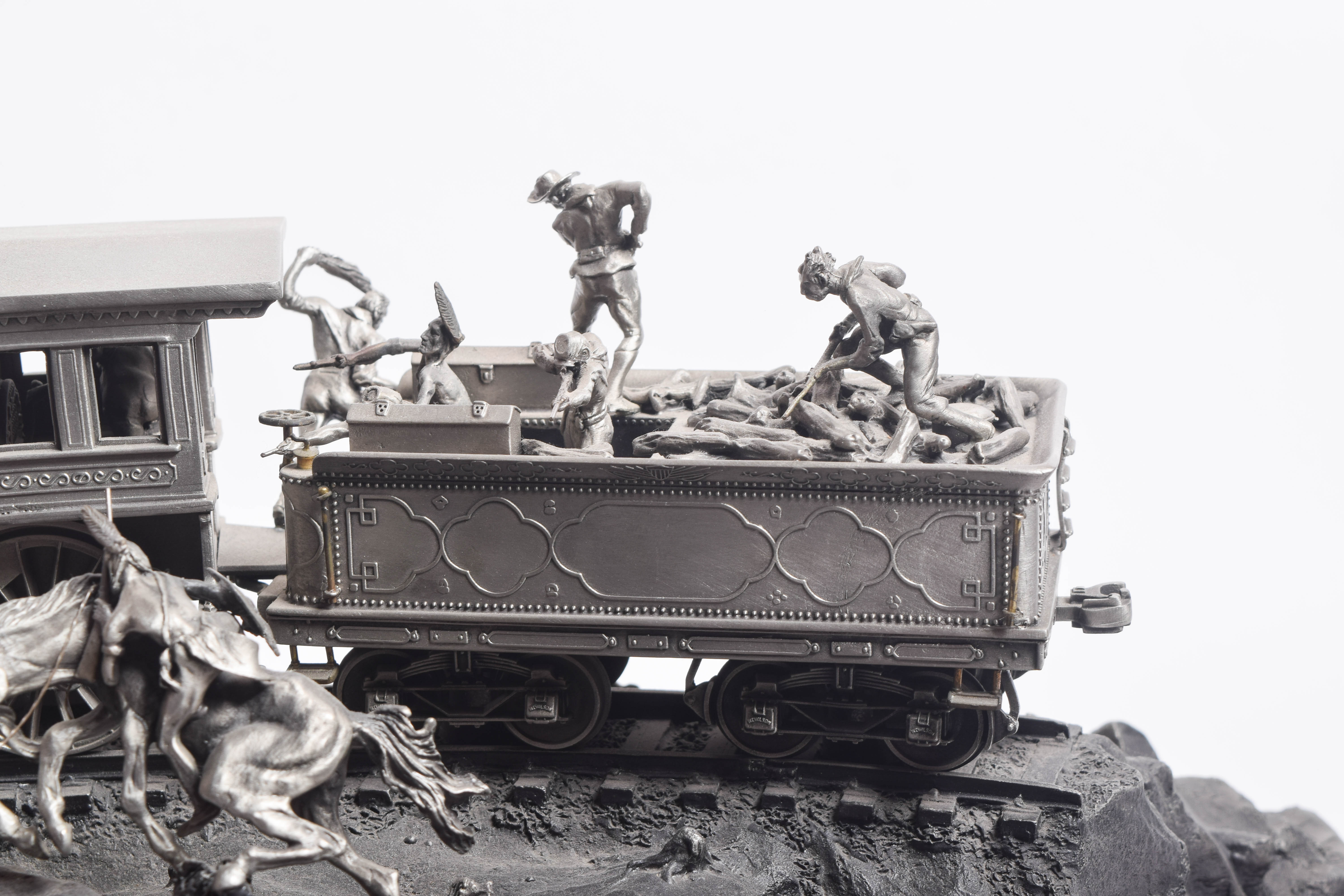 Michael Boyett Reproduction Pewter Sculpture "Attack on the Iron Horse"