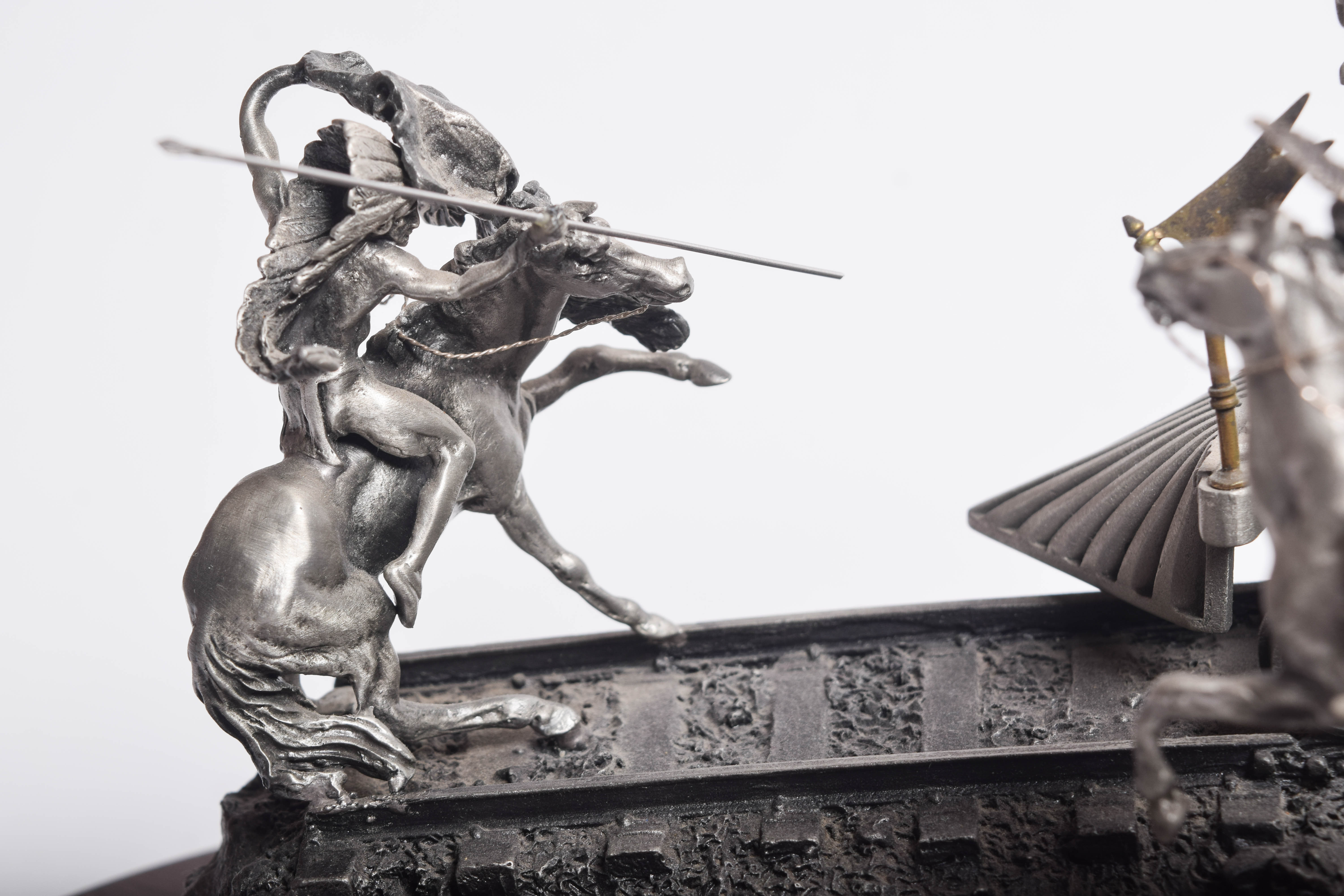 Michael Boyett Reproduction Pewter Sculpture "Attack on the Iron Horse"