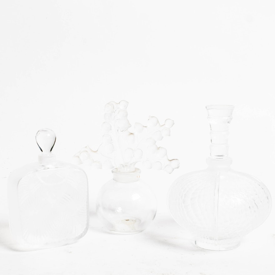 Collection of Vintage Lalique French Crystal Perfume Bottles