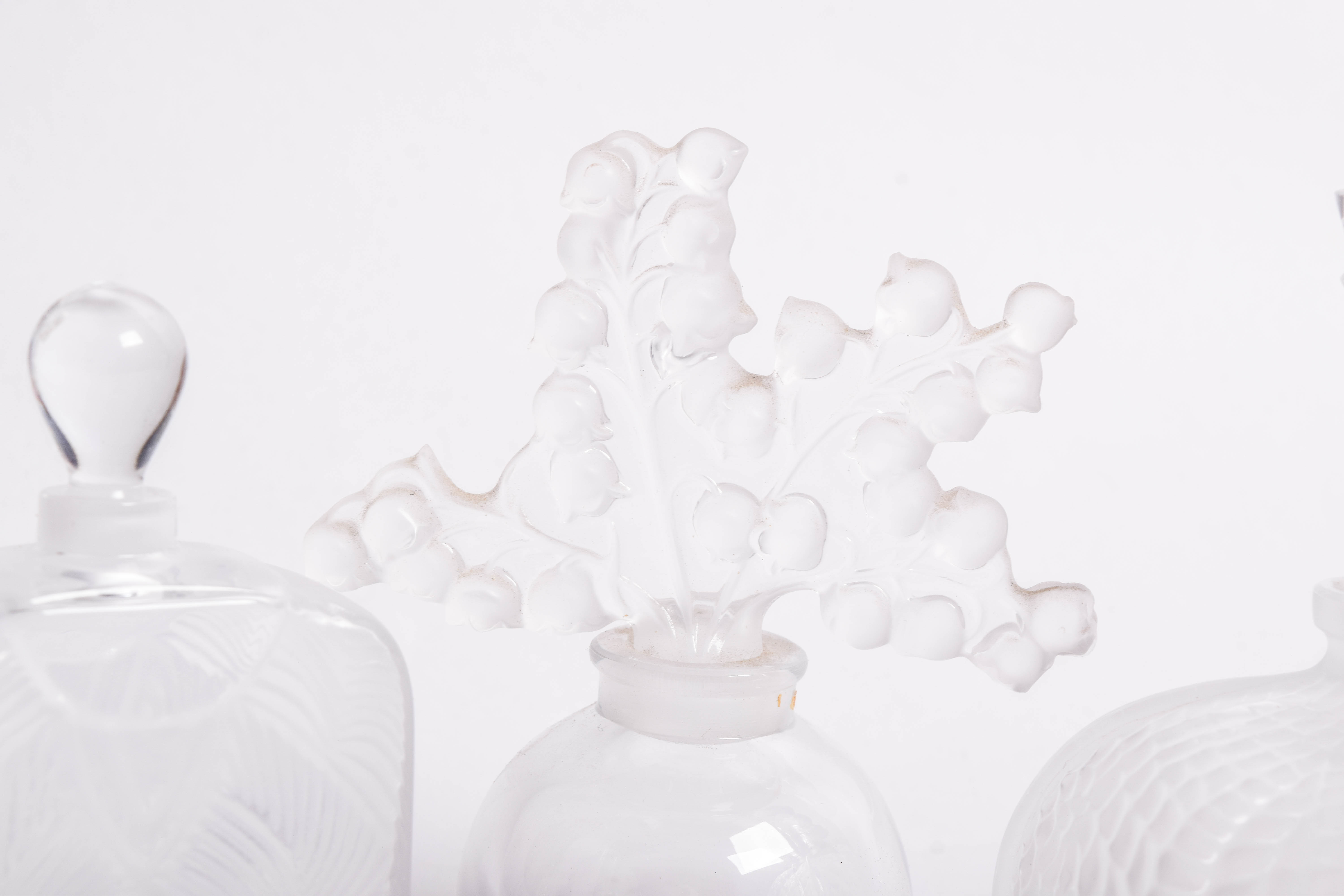 Collection of Vintage Lalique French Crystal Perfume Bottles