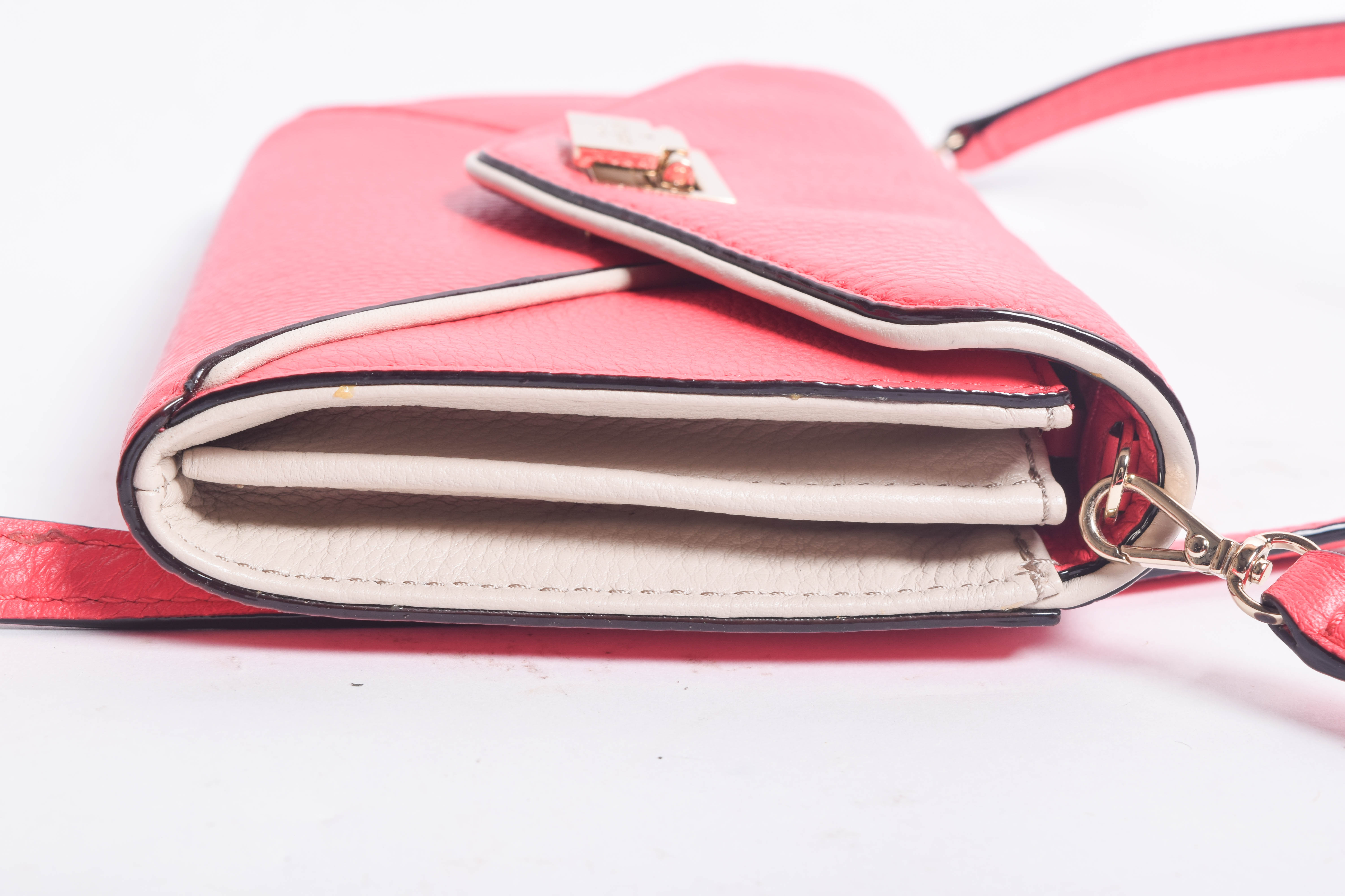 Kate Spade Pink Leather Envelope Clutch Shoulder Bag and Matching Cardholder