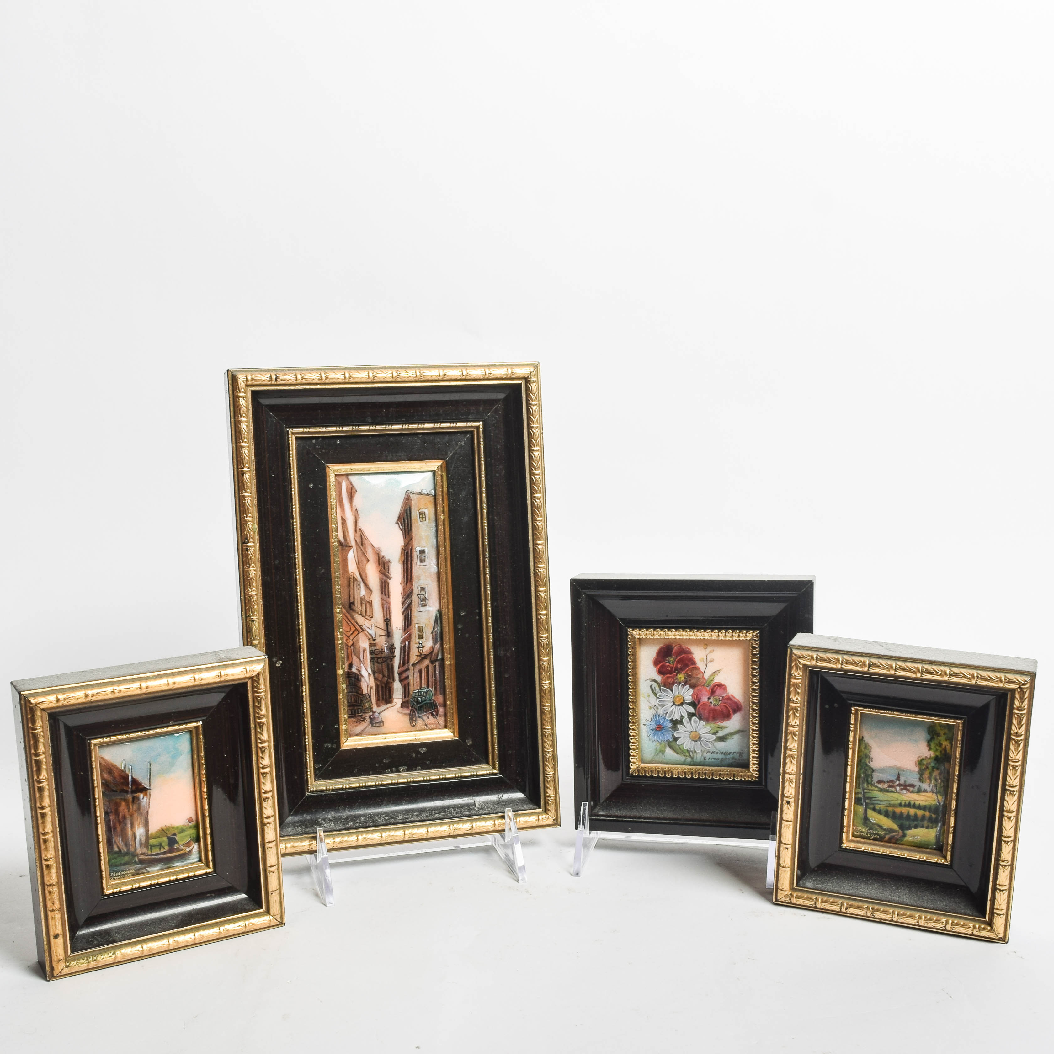 Collection of Vintage Limoge Hand Painted Porcelain Tiles