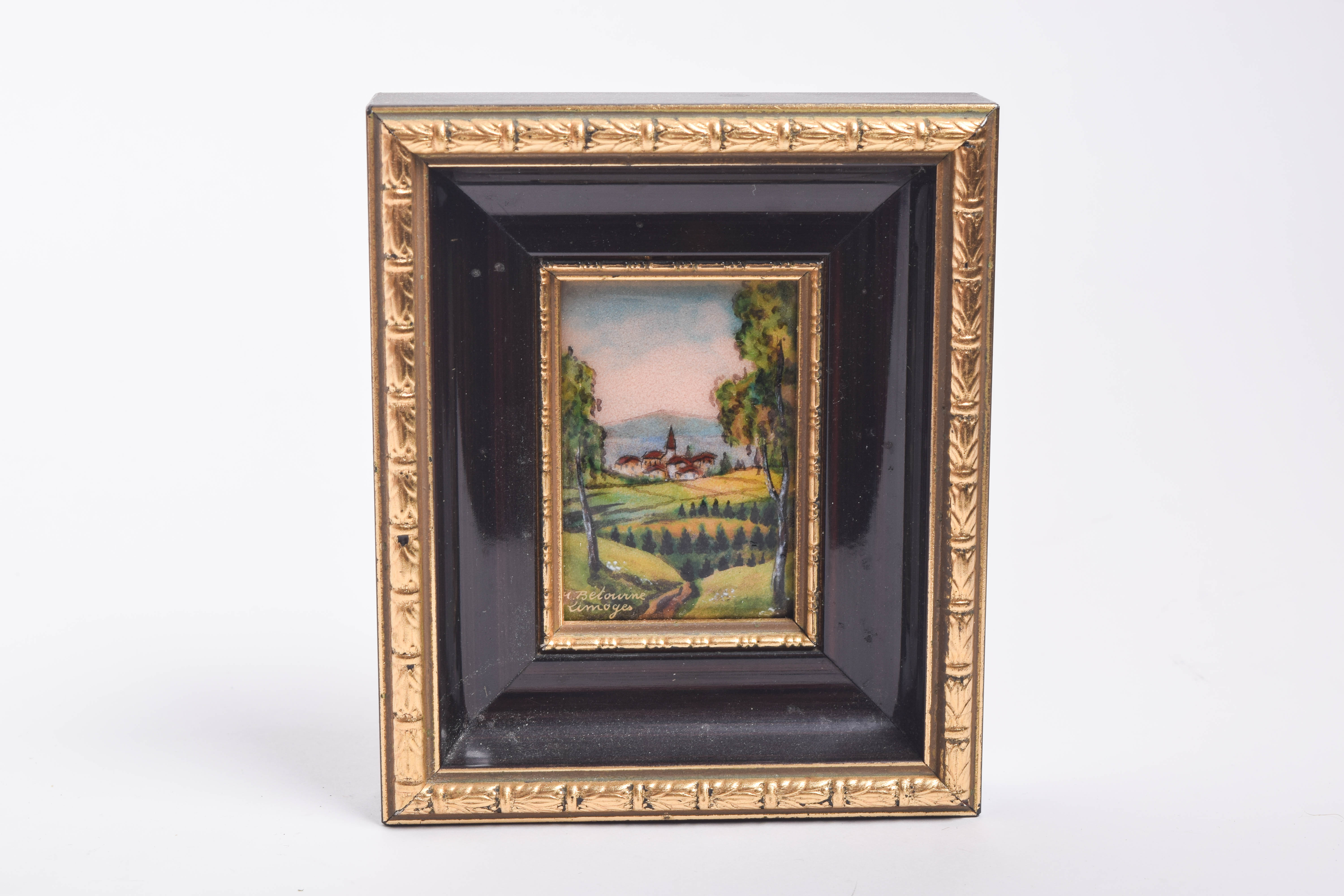 Collection of Vintage Limoge Hand Painted Porcelain Tiles