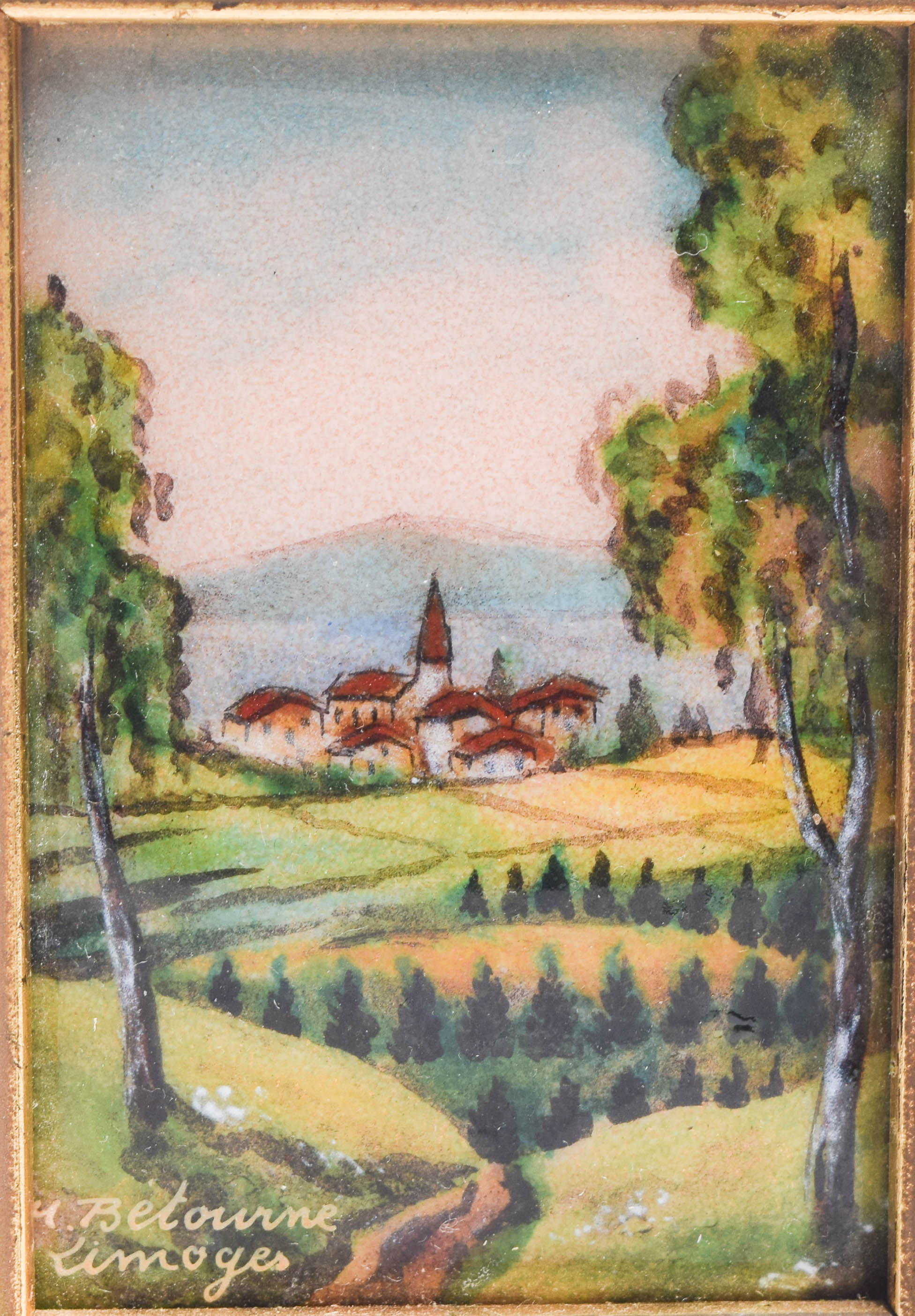 Collection of Vintage Limoge Hand Painted Porcelain Tiles