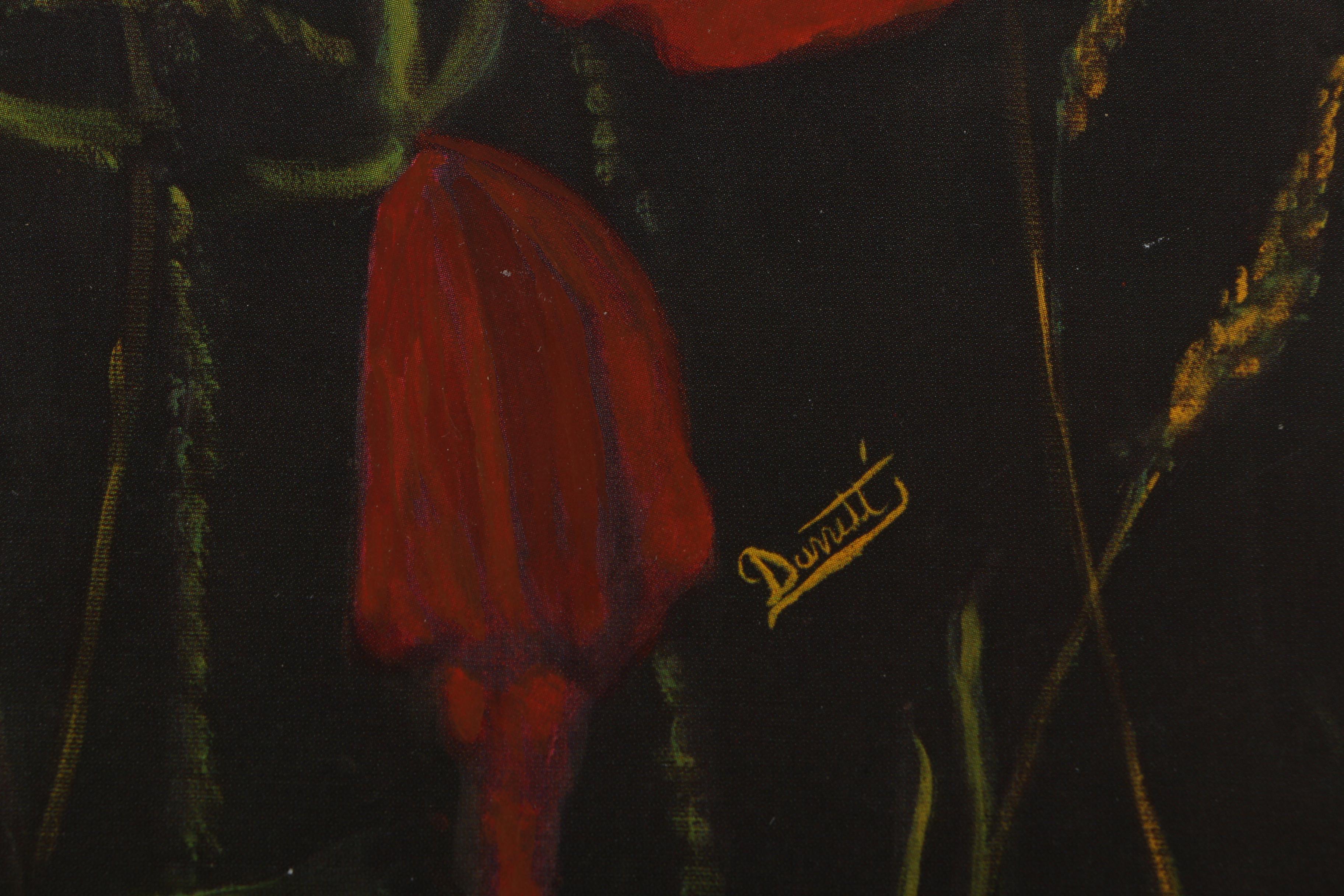 Hand Embellished Offset Lithograph on Paper "Susan's Poppies"