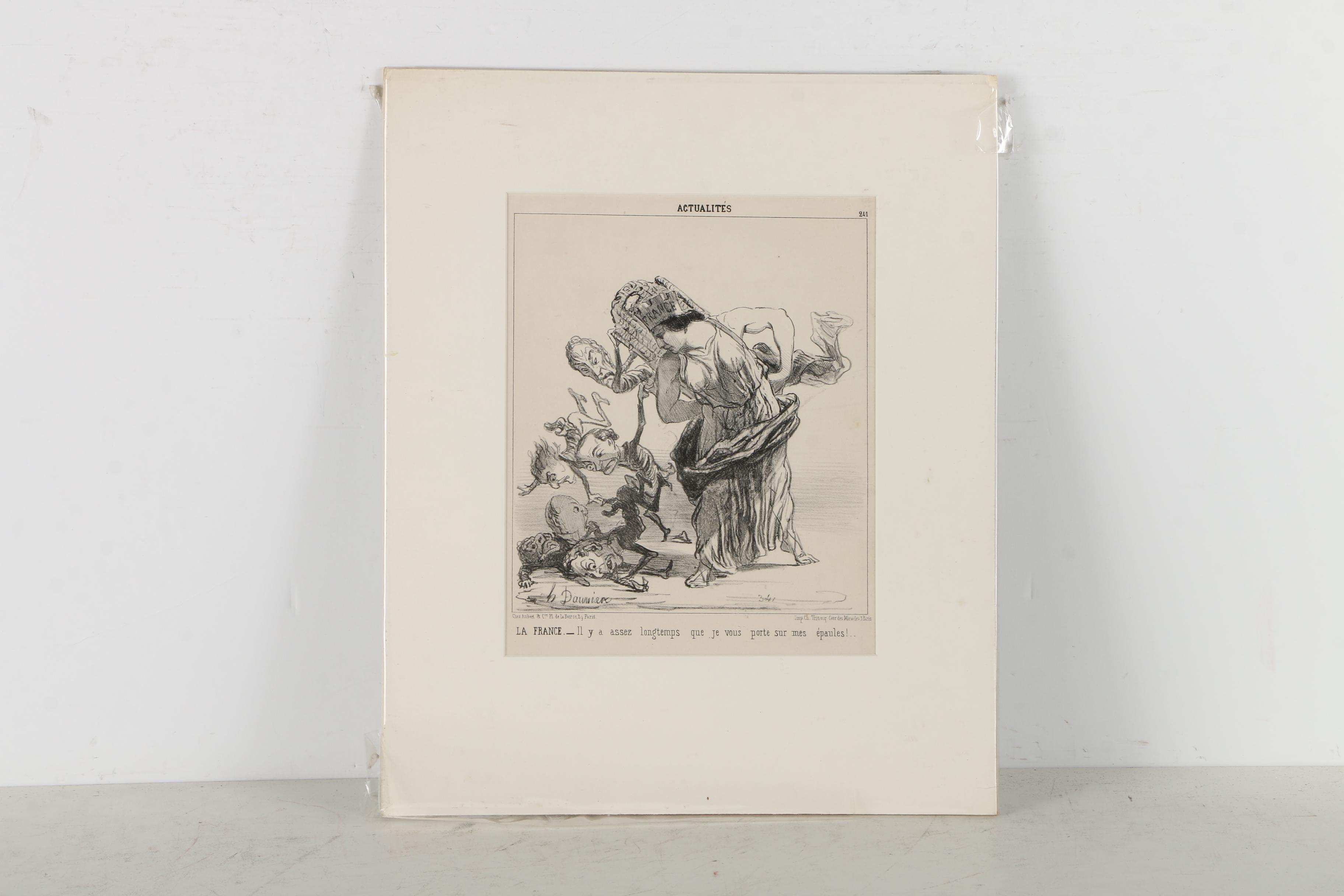 Honore Daumier Lithographs of Political Cartoons on Paper