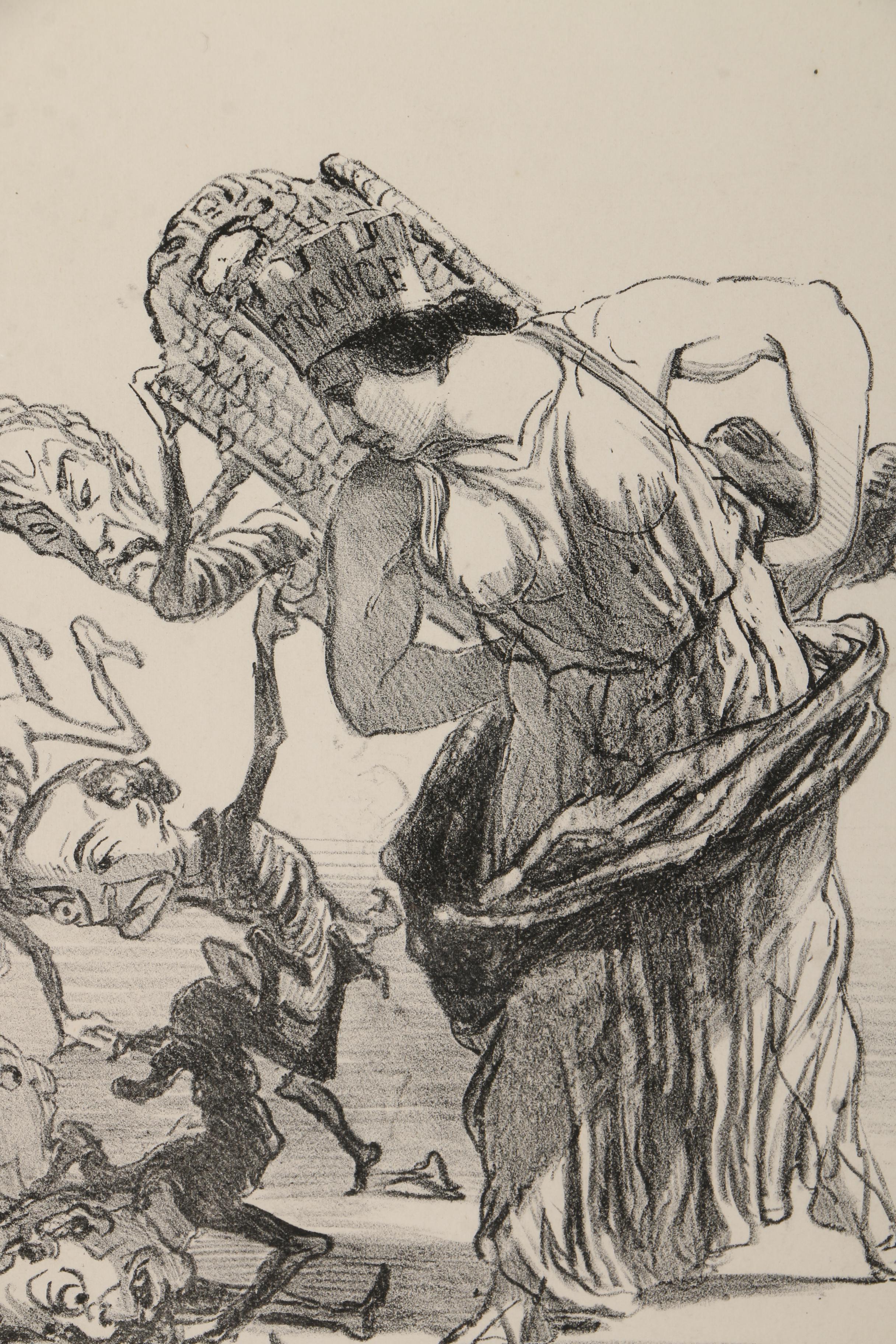 Honore Daumier Lithographs of Political Cartoons on Paper