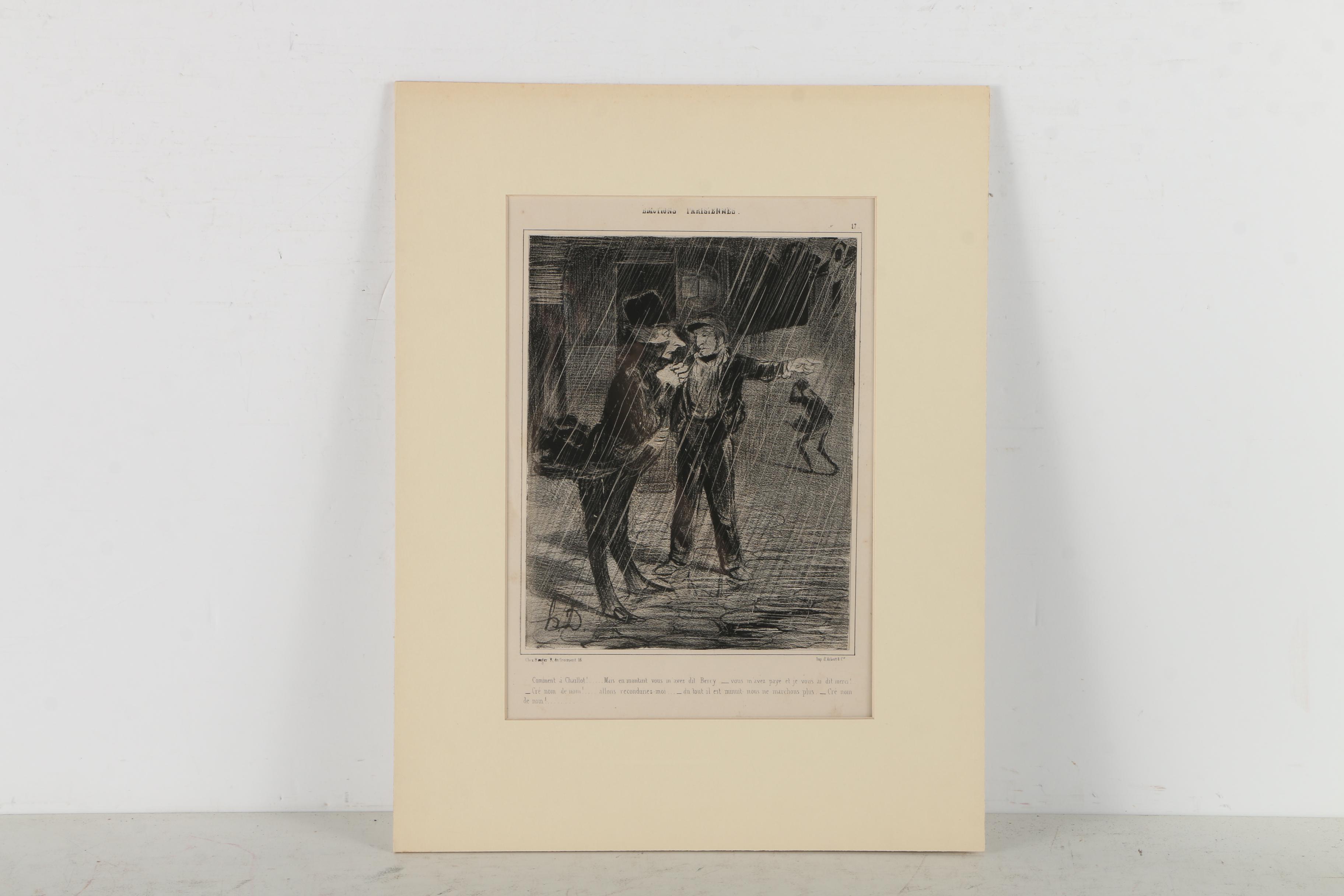 Honore Daumier Lithographs of Political Cartoons on Paper