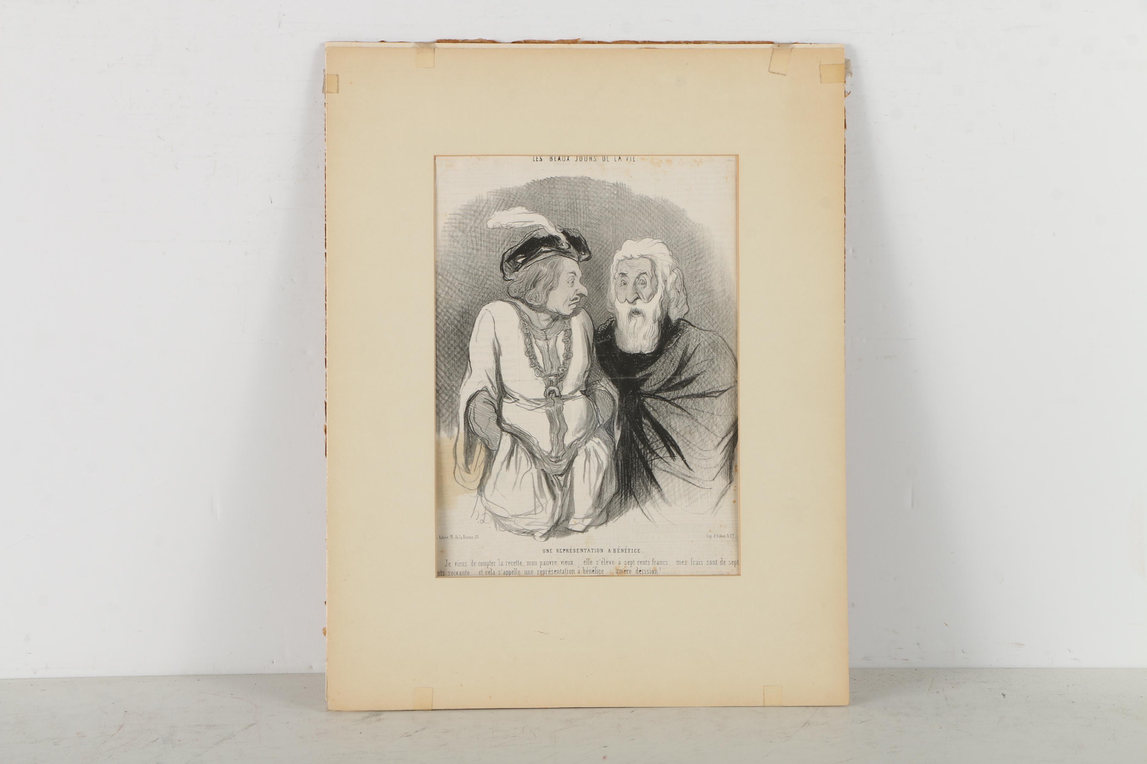 Honore Daumier Lithographs of Political Cartoons on Paper