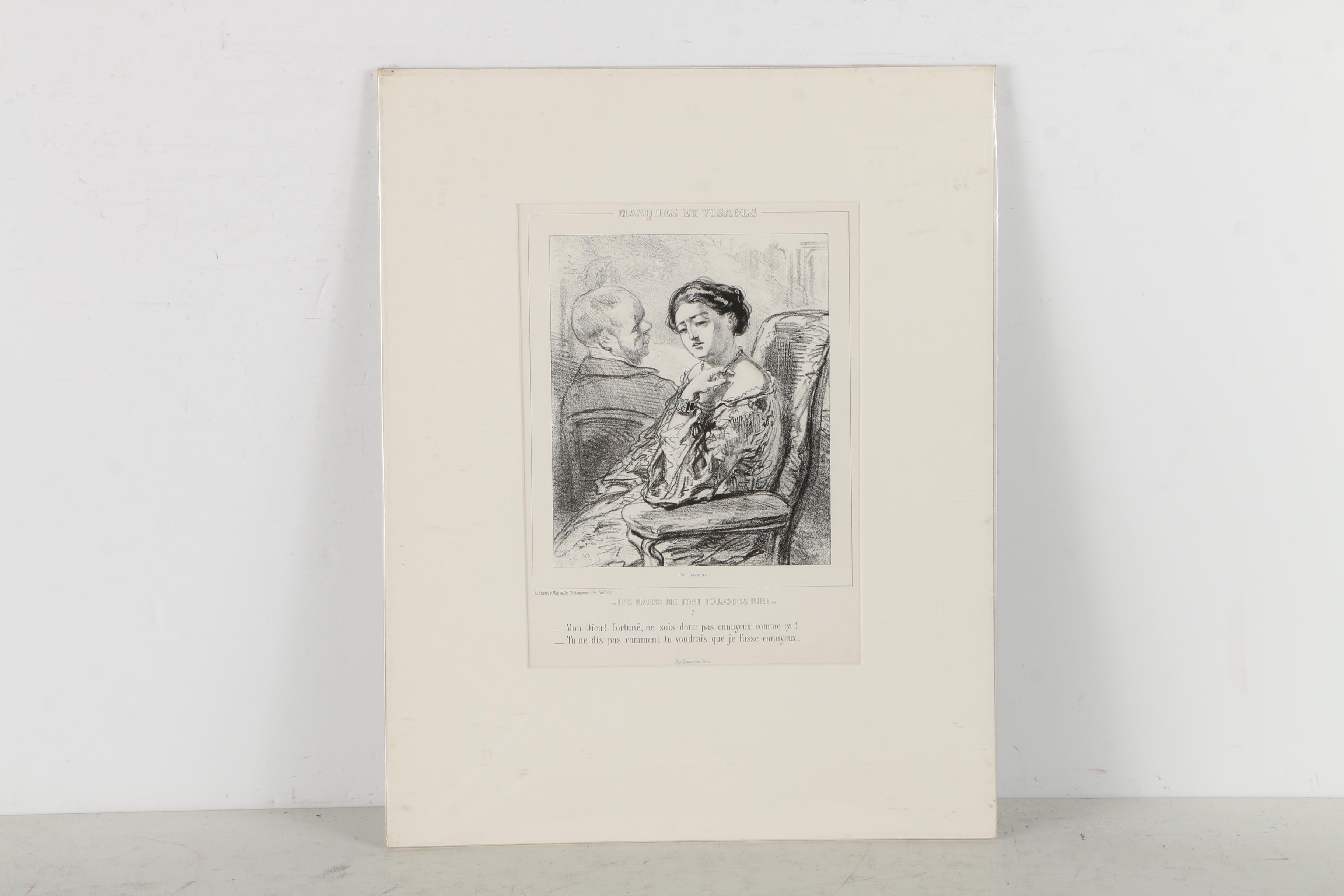 Collection of French Satirical Lithographs on Paper including Daumier