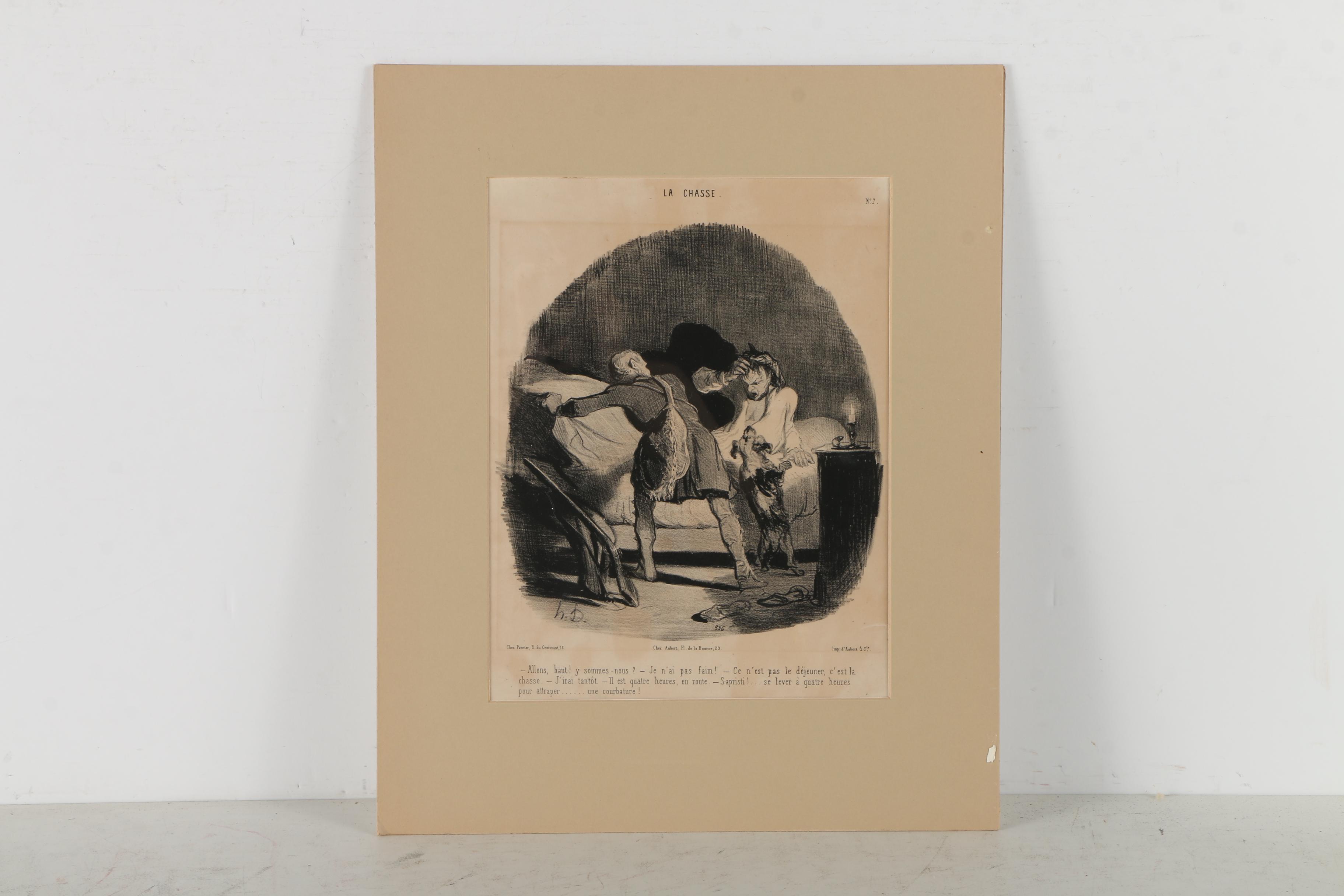 Collection of French Satirical Lithographs on Paper including Daumier