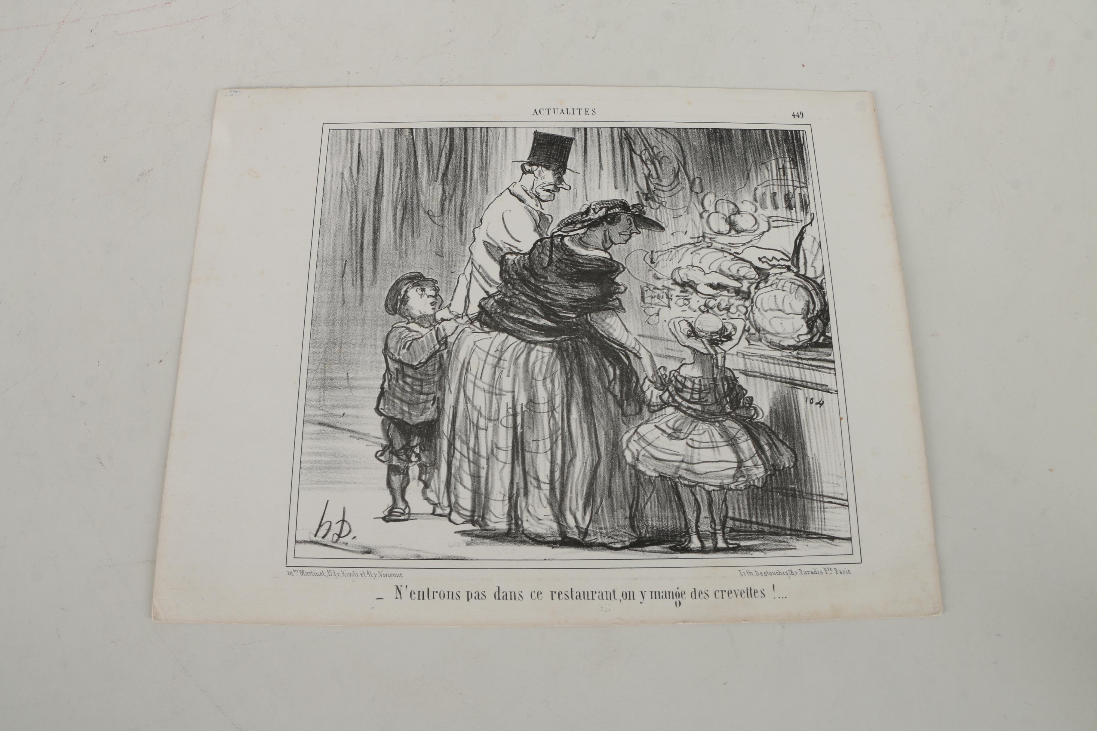 Collection of French Satirical Lithographs on Paper including Daumier