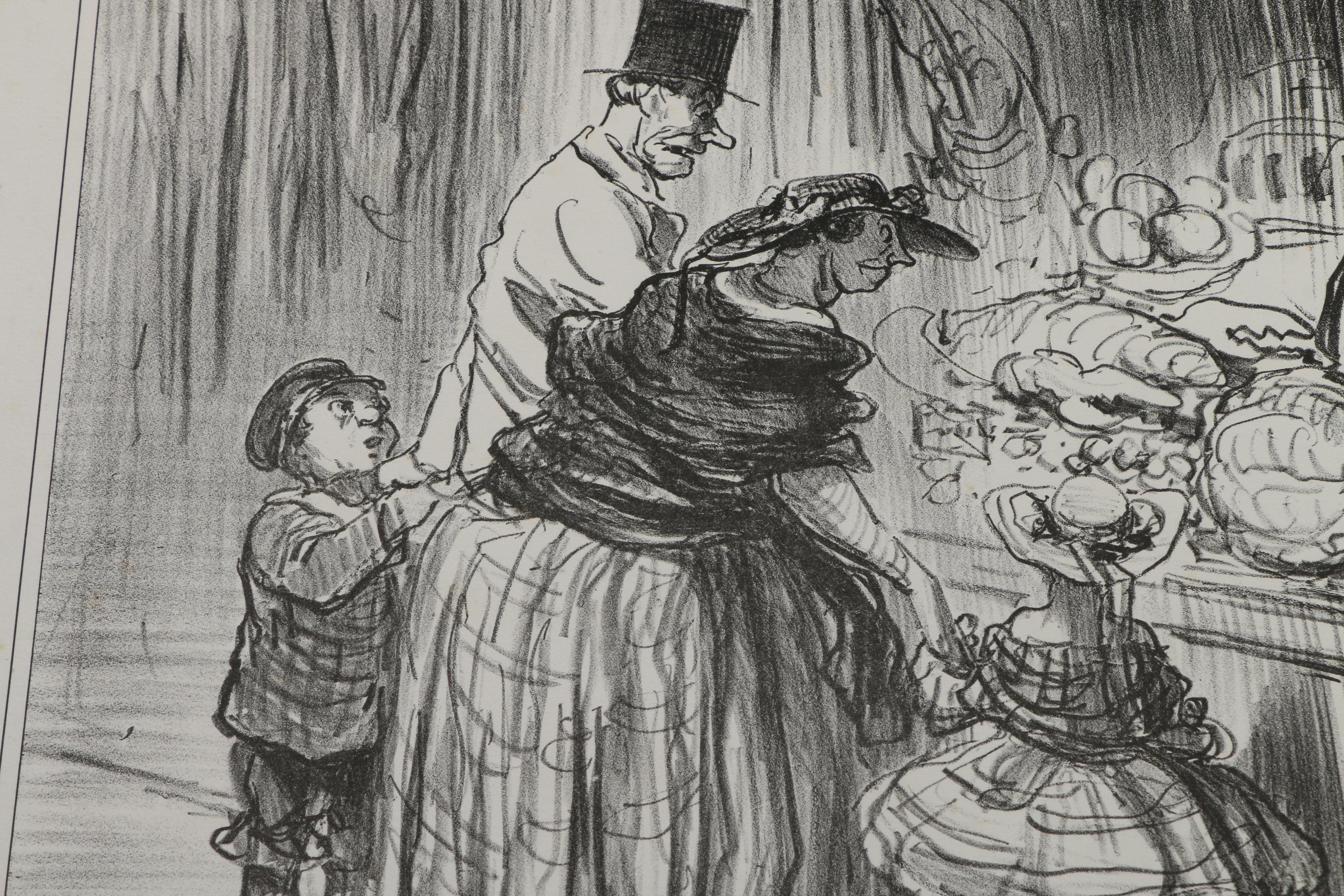 Collection of French Satirical Lithographs on Paper including Daumier