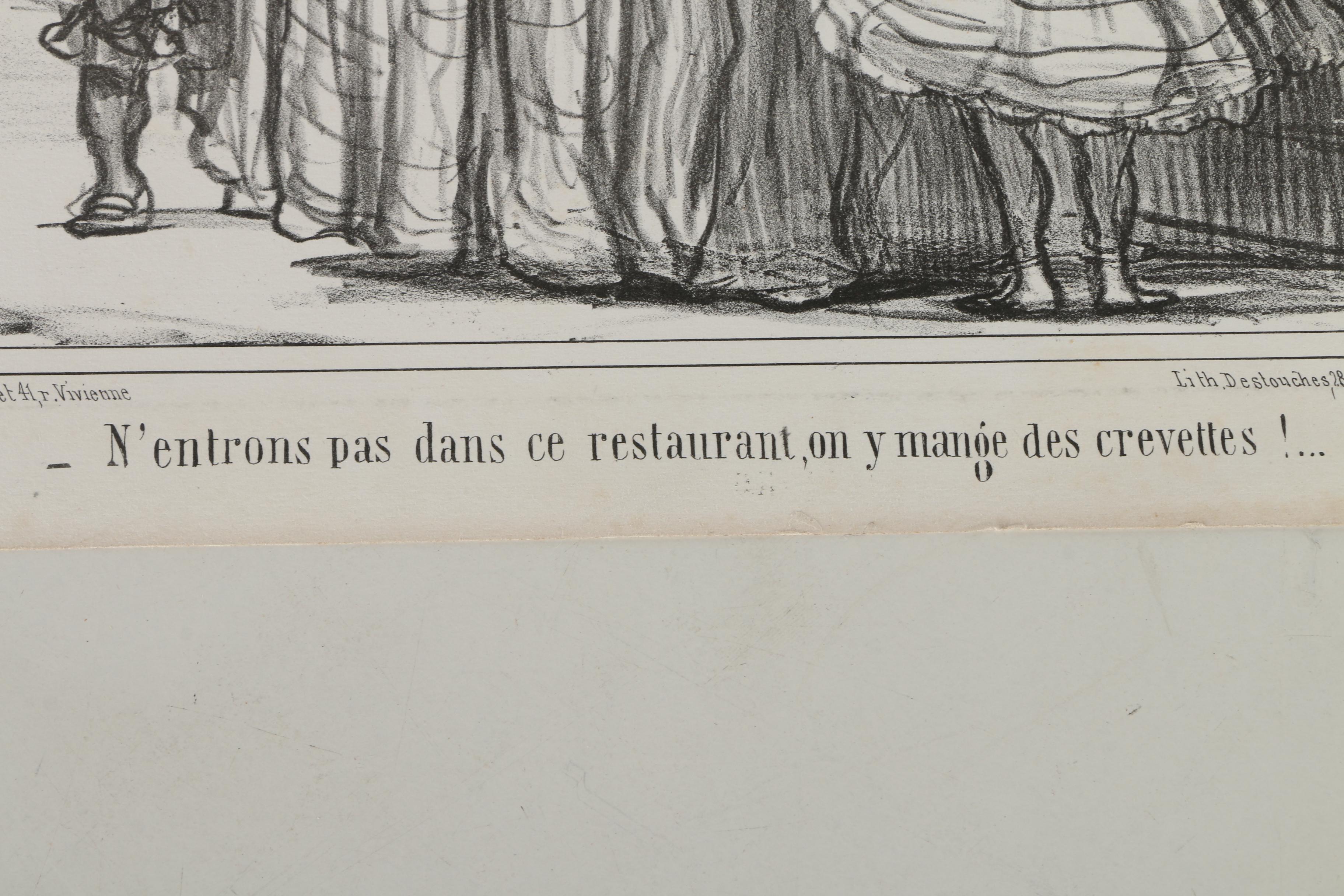 Collection of French Satirical Lithographs on Paper including Daumier