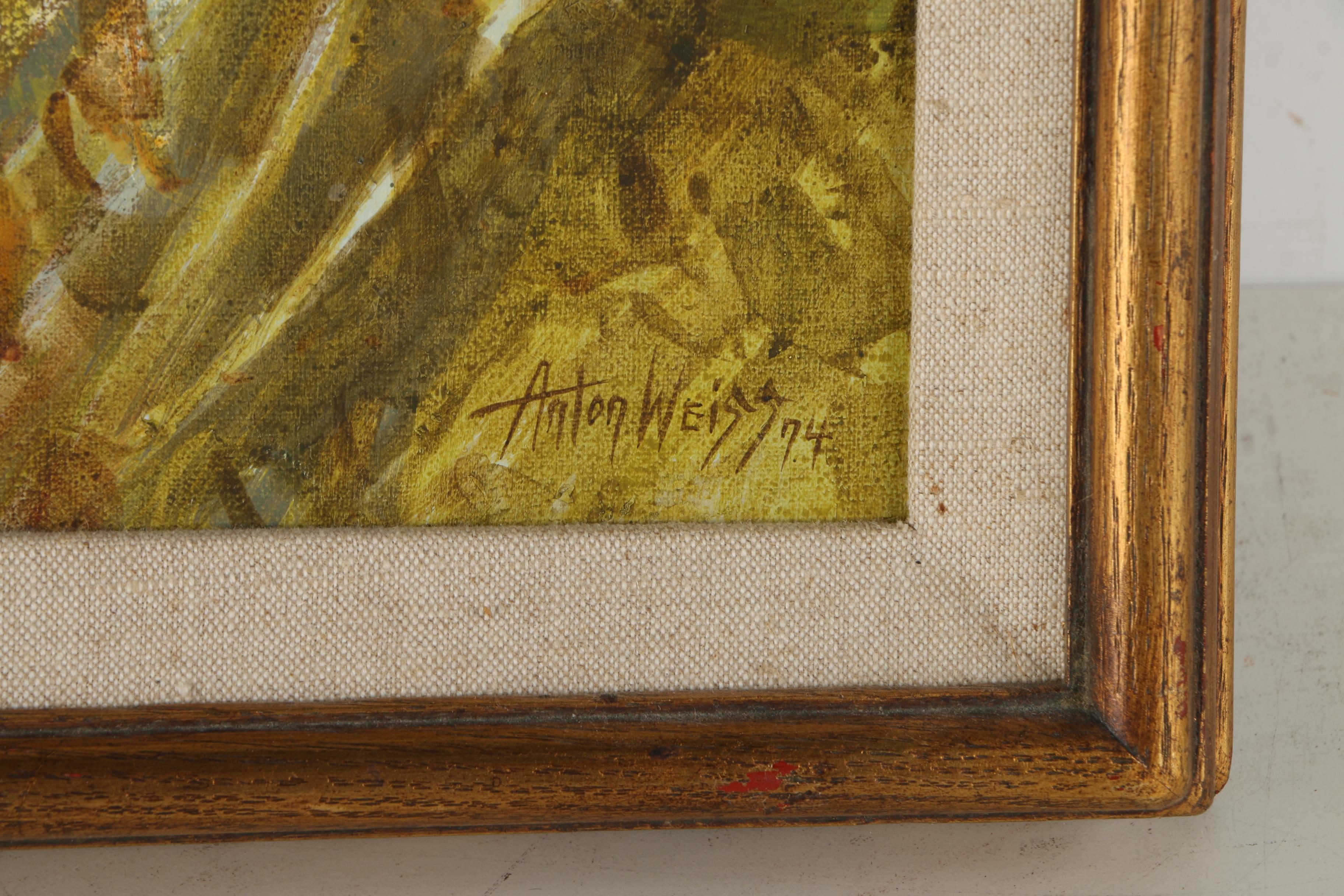 Anton Weiss Original Oil Painting of Sunflowers