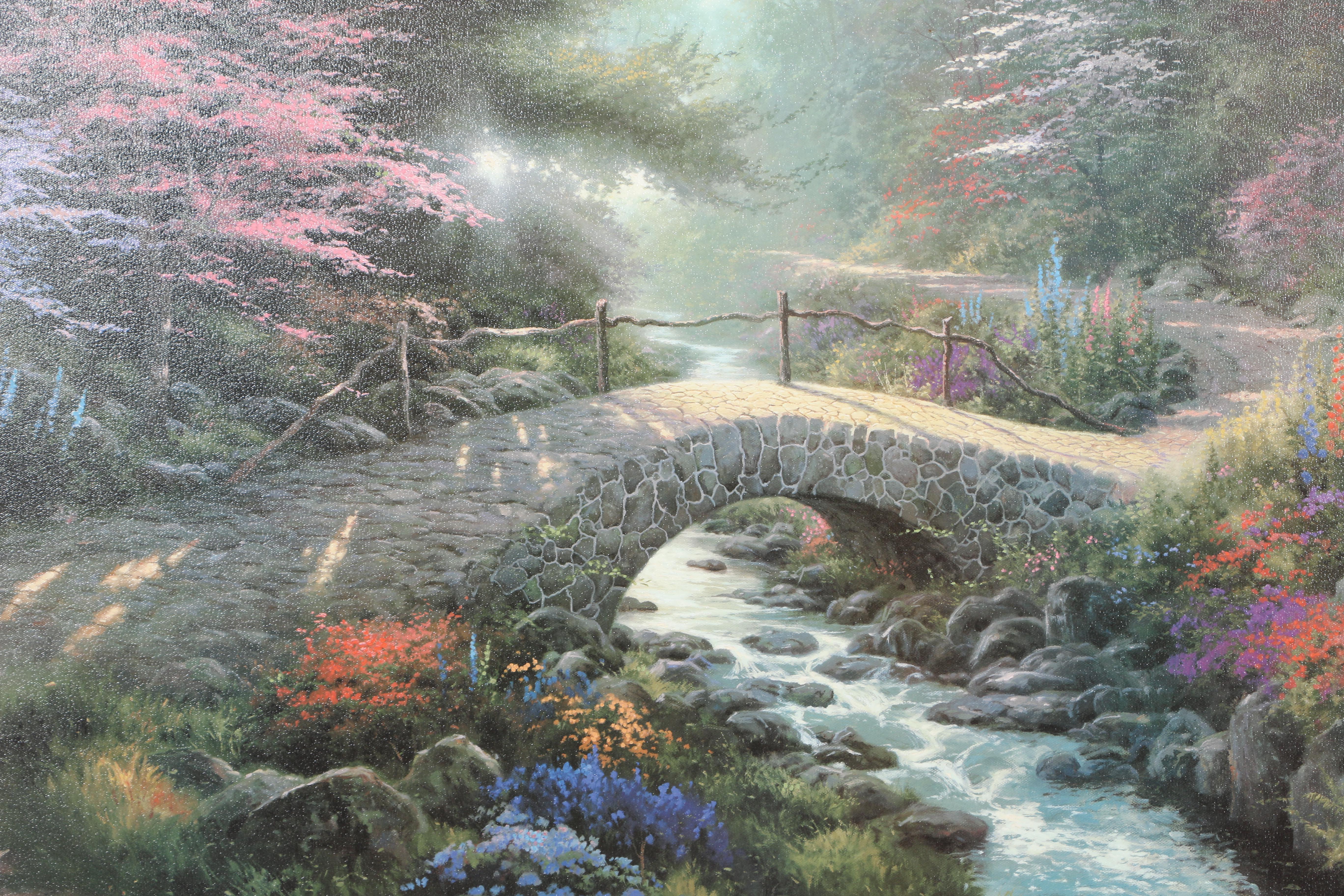 Thomas Kinkade Limited Edition Embellished Offset Lithograph "Bridge of Faith"