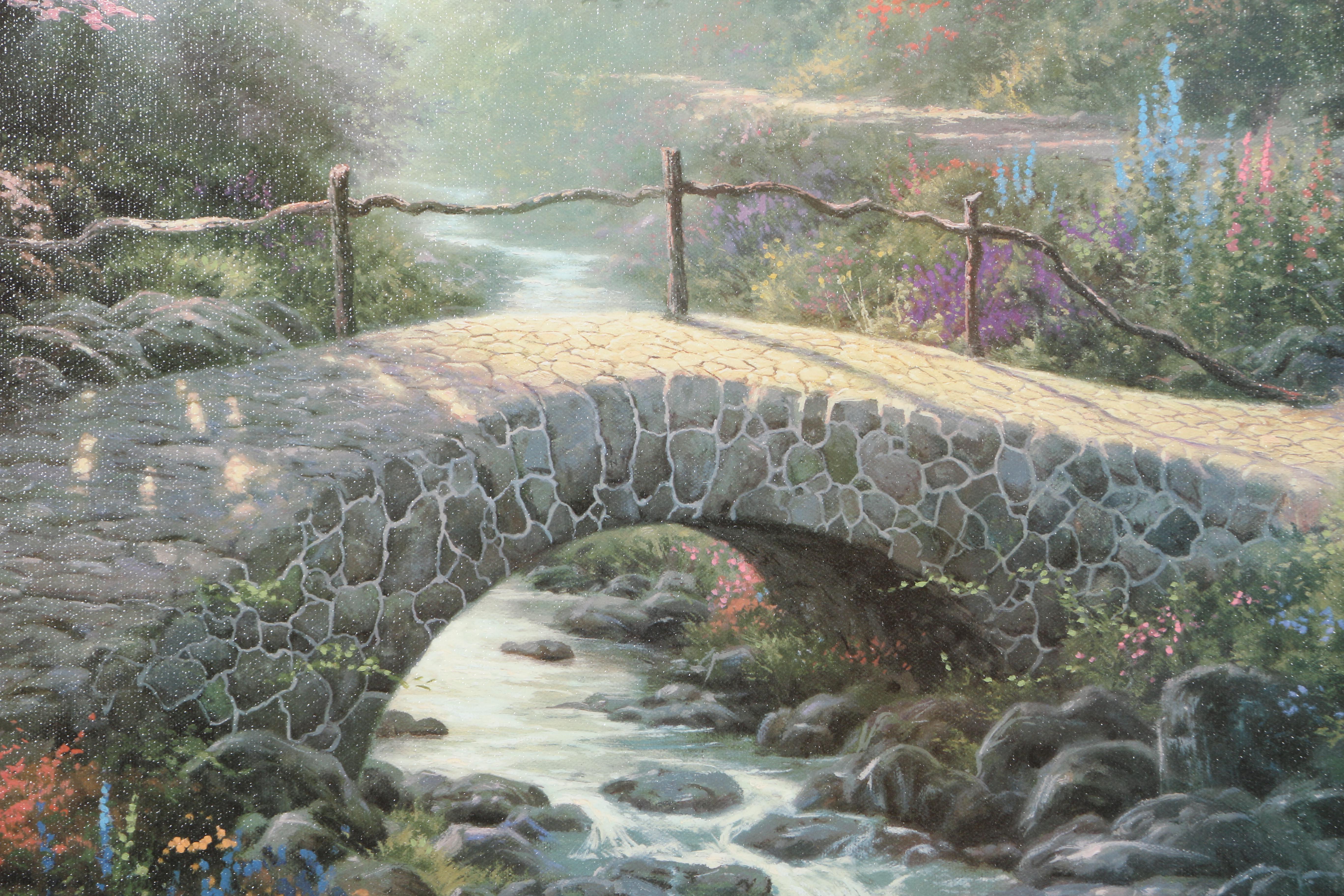 Thomas Kinkade Limited Edition Embellished Offset Lithograph "Bridge of Faith"