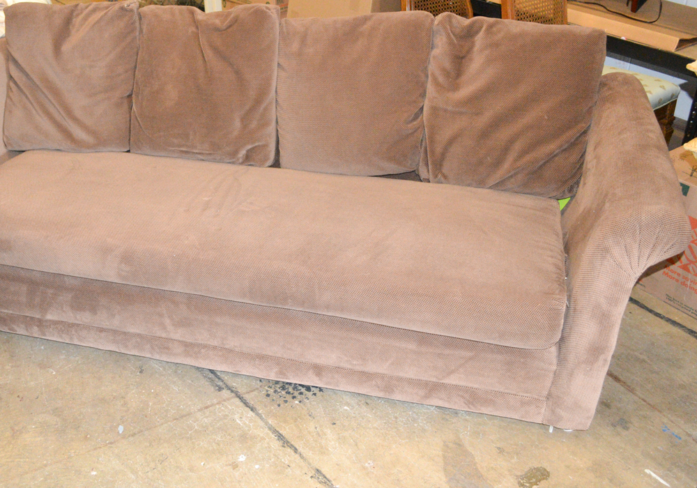 Brown Velour Sofa