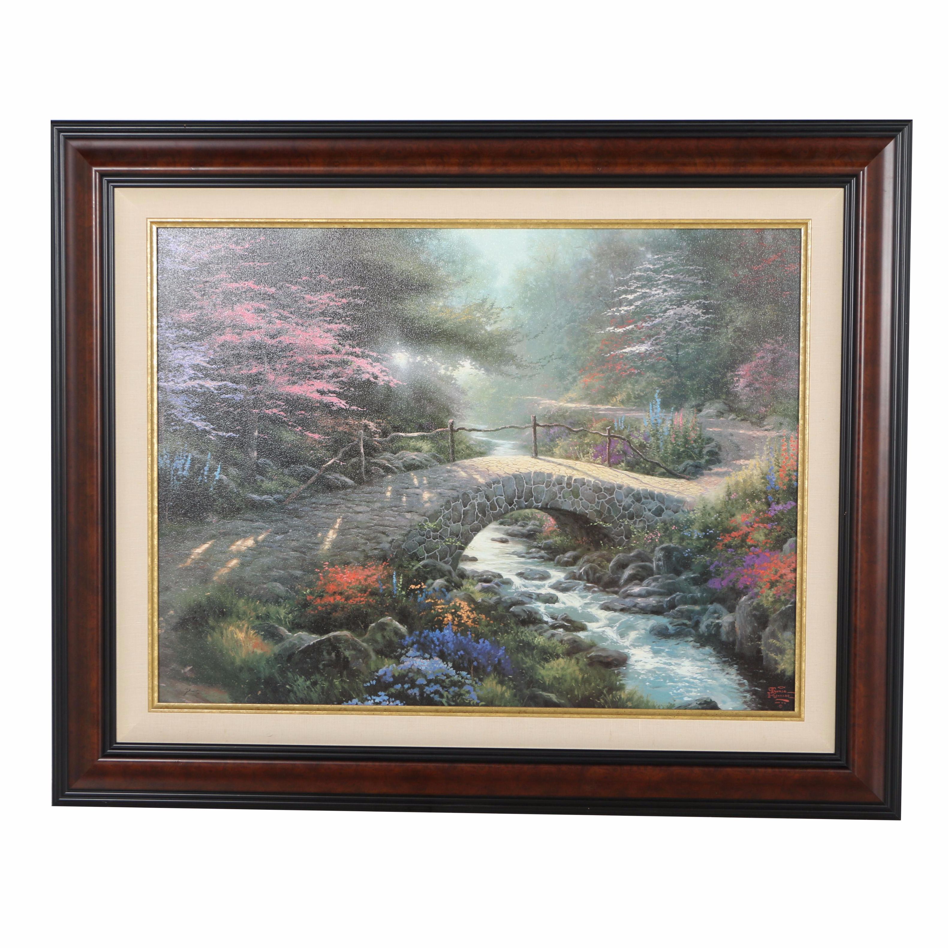 Thomas Kinkade Limited Edition Embellished Offset Lithograph "Bridge of Faith"