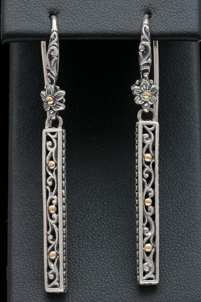 Robert Manse Sterling Silver and 18K Yellow Gold Dangle Earrings