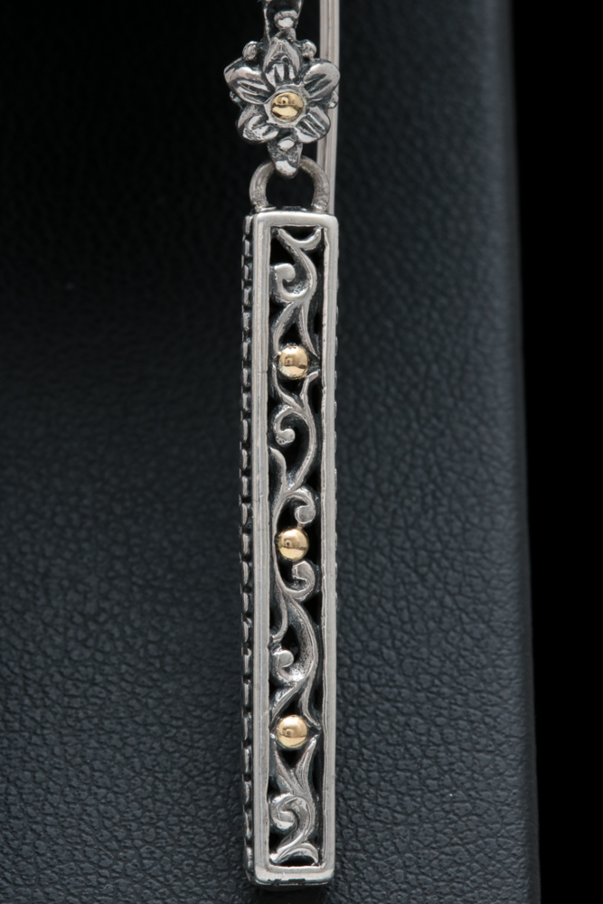 Robert Manse Sterling Silver and 18K Yellow Gold Dangle Earrings