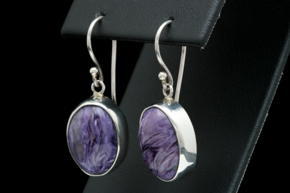 Sterling Silver Charoite Earrings