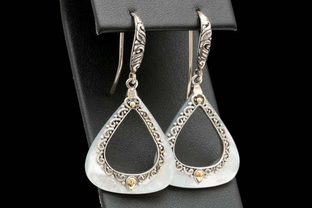 Sterling Silver and 18K Yellow Gold Mother of Pearl Earrings