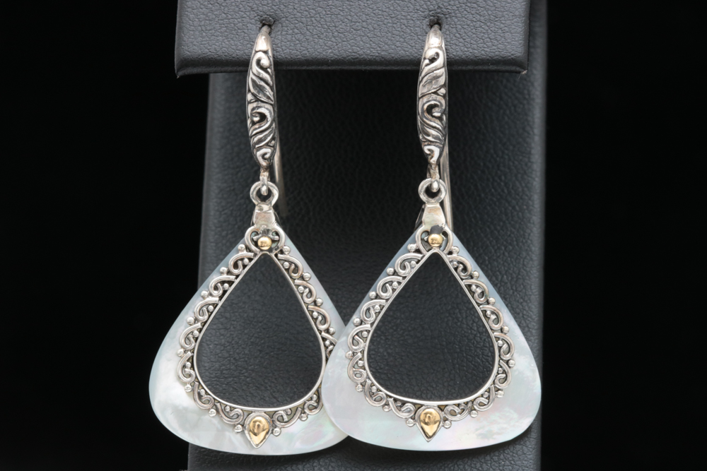 Sterling Silver and 18K Yellow Gold Mother of Pearl Earrings