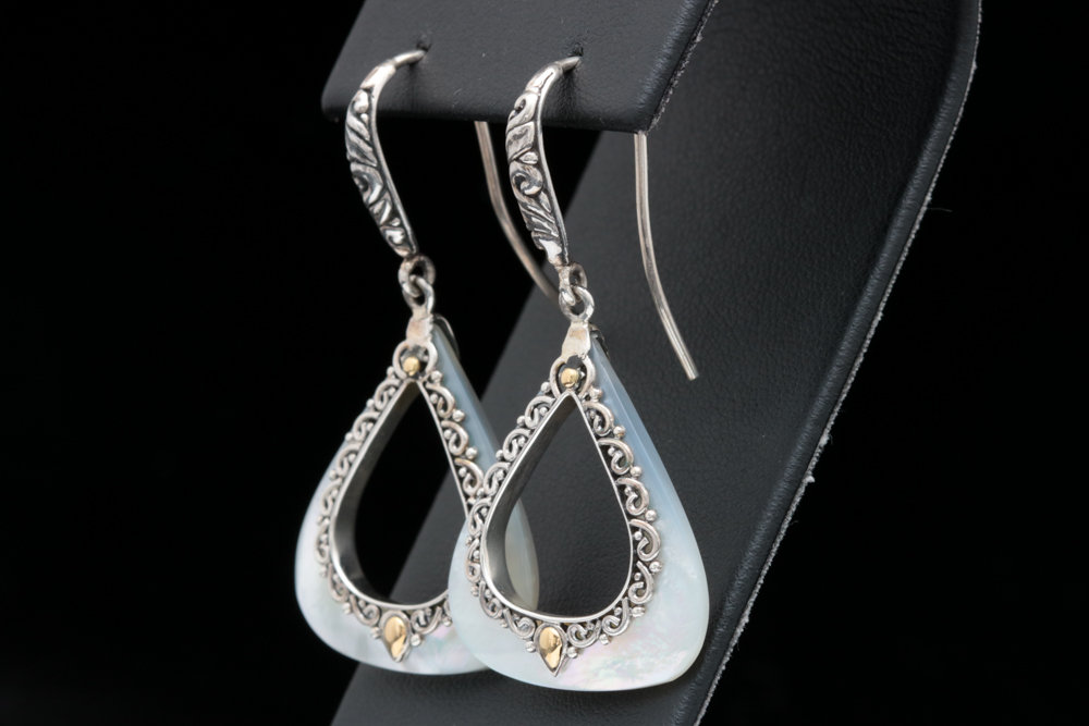 Sterling Silver and 18K Yellow Gold Mother of Pearl Earrings