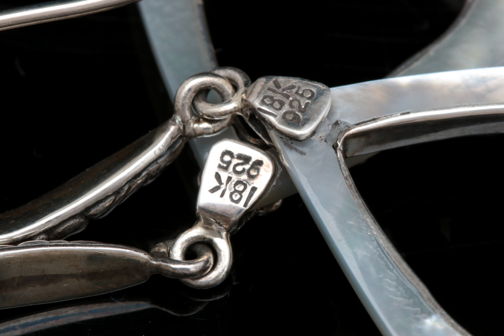 Sterling Silver and 18K Yellow Gold Mother of Pearl Earrings