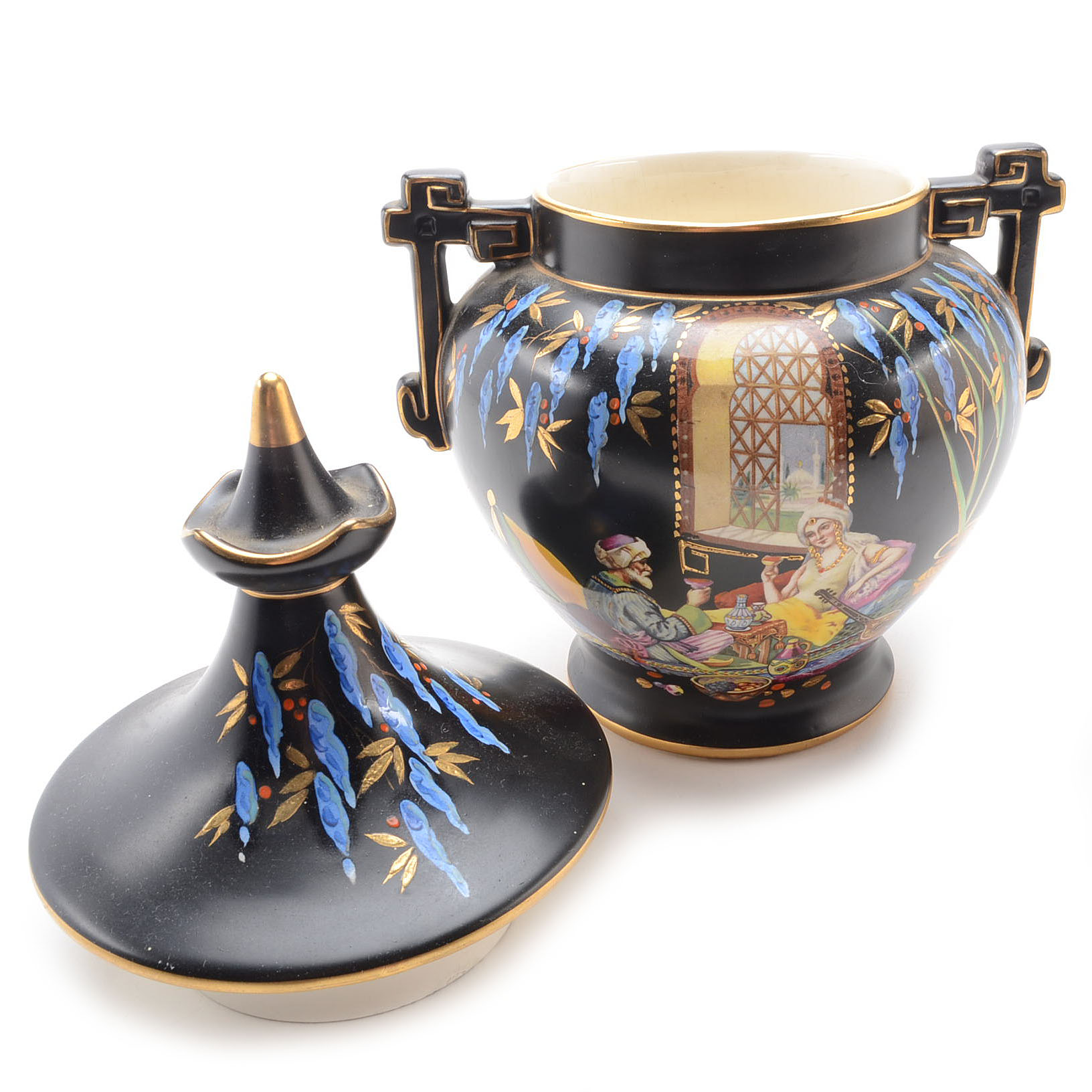 English Falcon Ware Vase