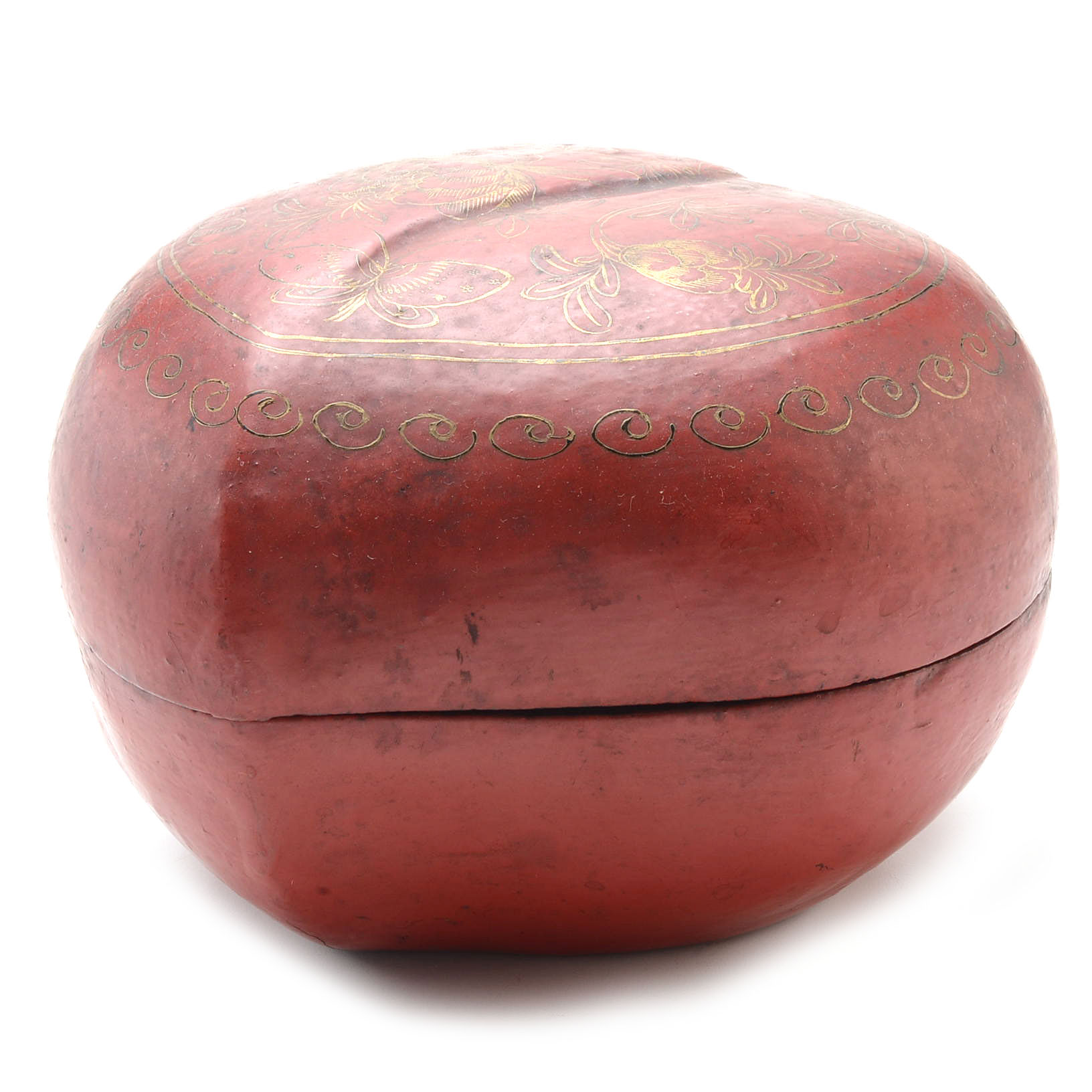Paper Maché Chinese Peach-Shaped Box